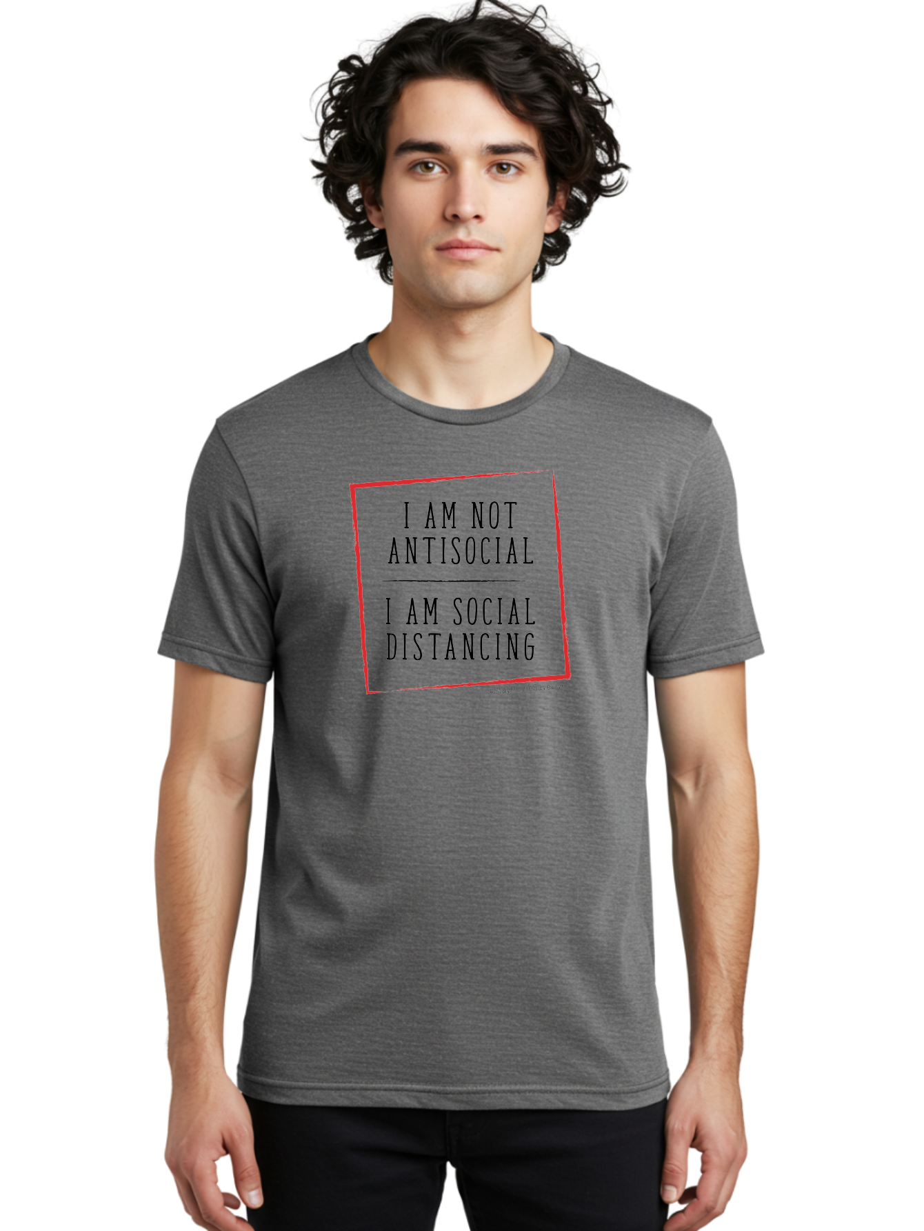 I-Am-Not-Antisocial-I-Am-Social-Distancing Men'S Graphic Tee, 100% Cotton, Comfortable Casual Summer Wear, Machine Washable, Social Distancing Awareness, Stay Home Save Lives, Covid-19 Prevention, Coronavirus Safety, Public Health Message, Aab904