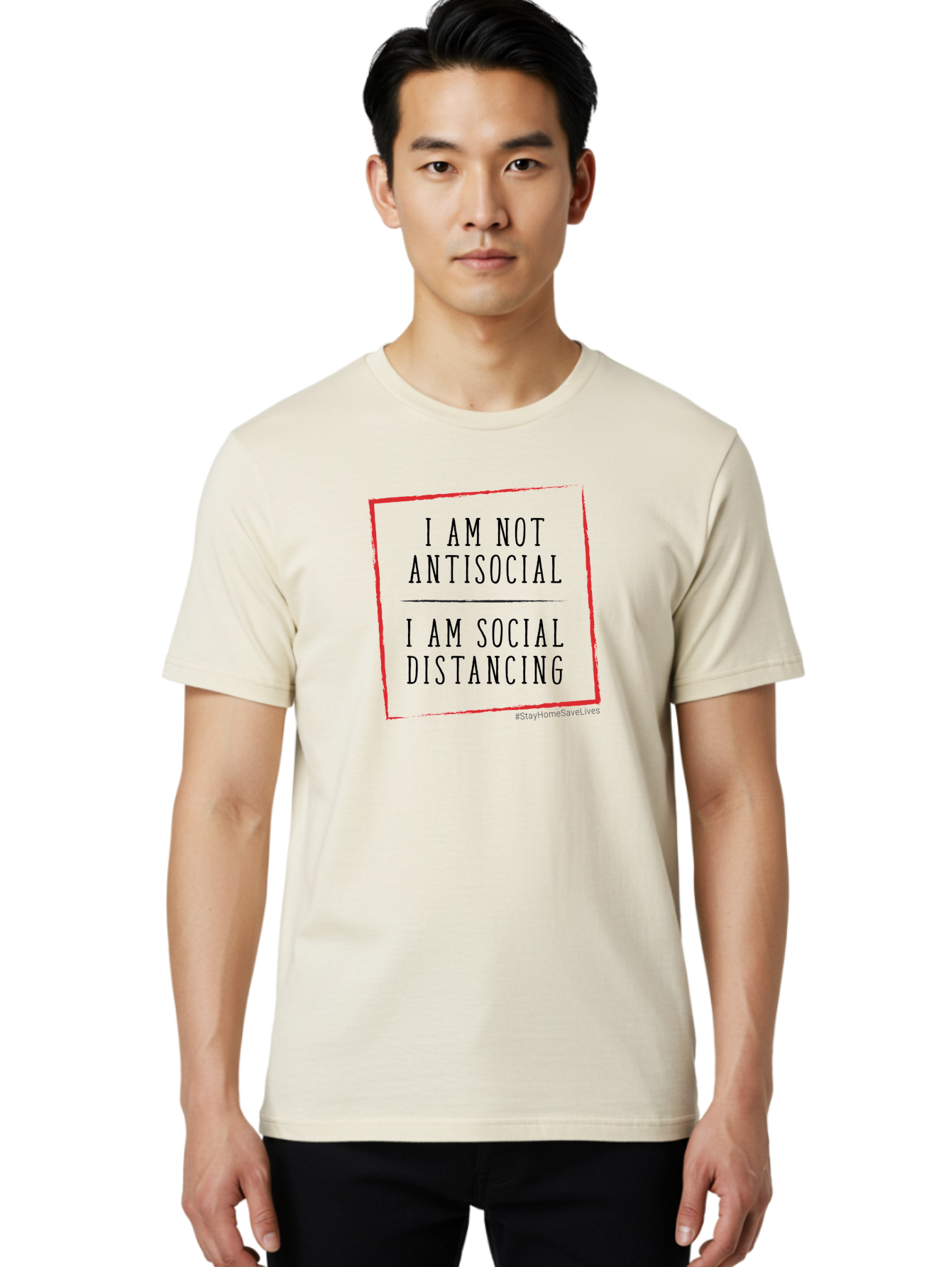 I-Am-Not-Antisocial-I-Am-Social-Distancing Men'S Graphic Tee, 100% Cotton, Comfortable Casual Summer Wear, Machine Washable, Social Distancing Awareness, Stay Home Save Lives, Covid-19 Prevention, Coronavirus Safety, Public Health Message, Aab904