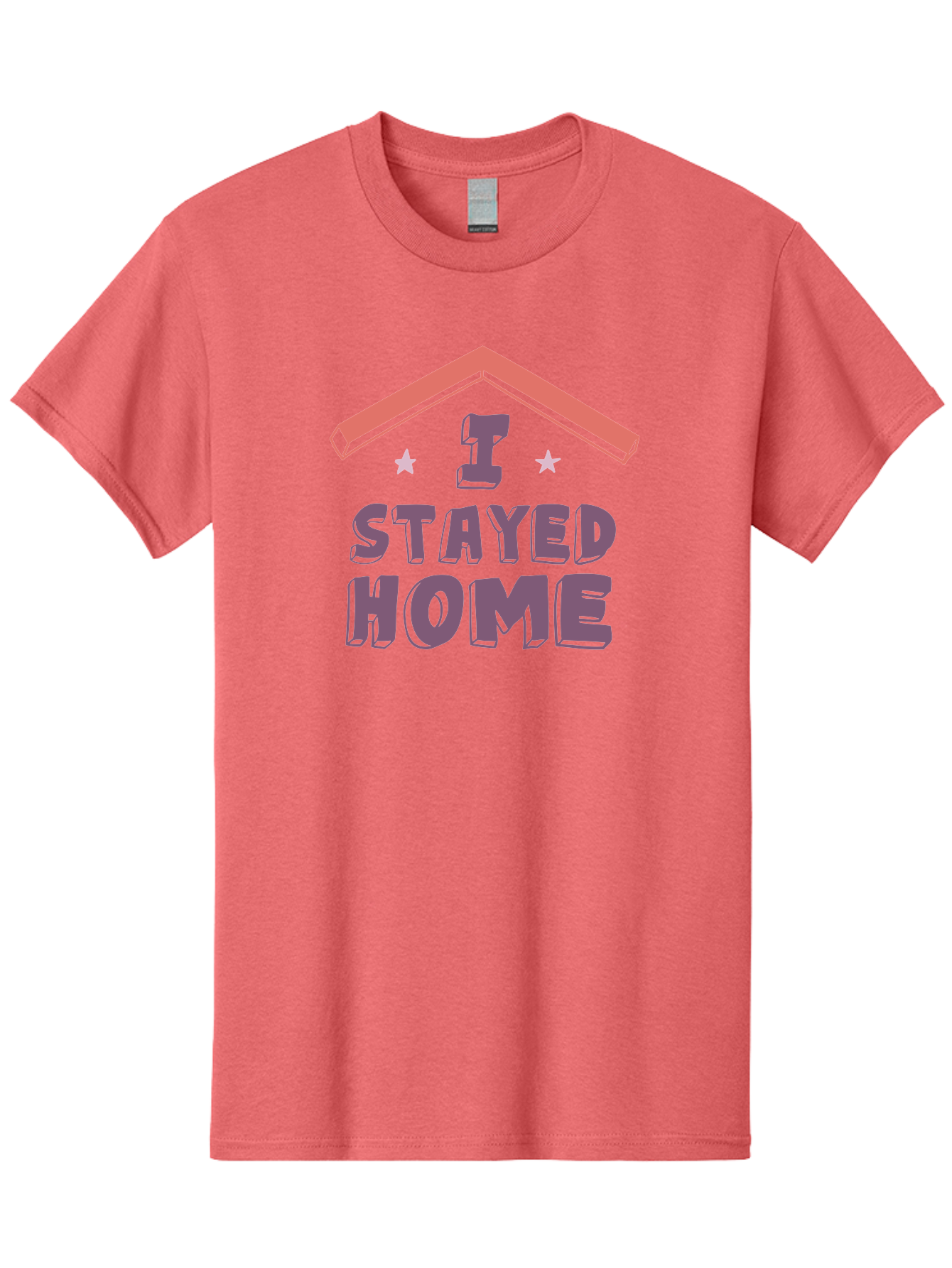 I-Stayed-Home Men'S Graphic Tee, 100% Cotton, Comfortable Casual Summer Wear, Machine Washable, Stay Home, Social Distancing, Covid-19 Awareness, Home Sweet Home, Quarantine Life, Lockdown, Purple And Pink Typography, Illustration Aab907