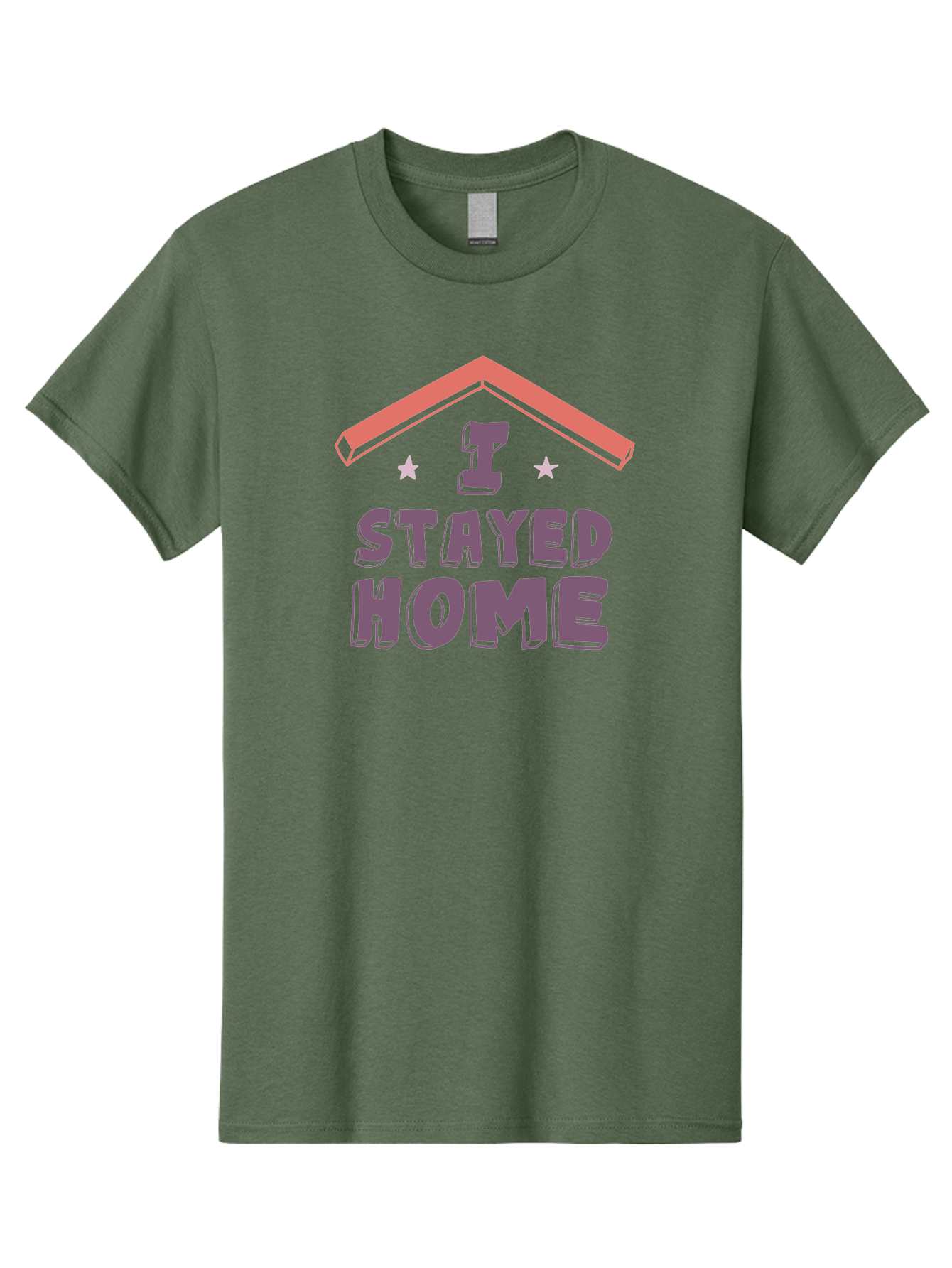 I-Stayed-Home Men'S Graphic Tee, 100% Cotton, Comfortable Casual Summer Wear, Machine Washable, Stay Home, Social Distancing, Covid-19 Awareness, Home Sweet Home, Quarantine Life, Lockdown, Purple And Pink Typography, Illustration Aab907