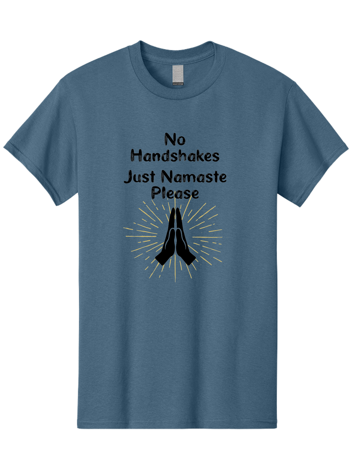 No-Handshakes-Just-Namaste Men'S Graphic Tee, 100% Cotton, Comfortable Casual Summer Wear, Machine Washable, Namaste Greeting, Hands Together, Prayer Pose, Yoga Symbol, Mindfulness, Spiritual Gesture, No Handshakes, Respectful Hello, Aab911