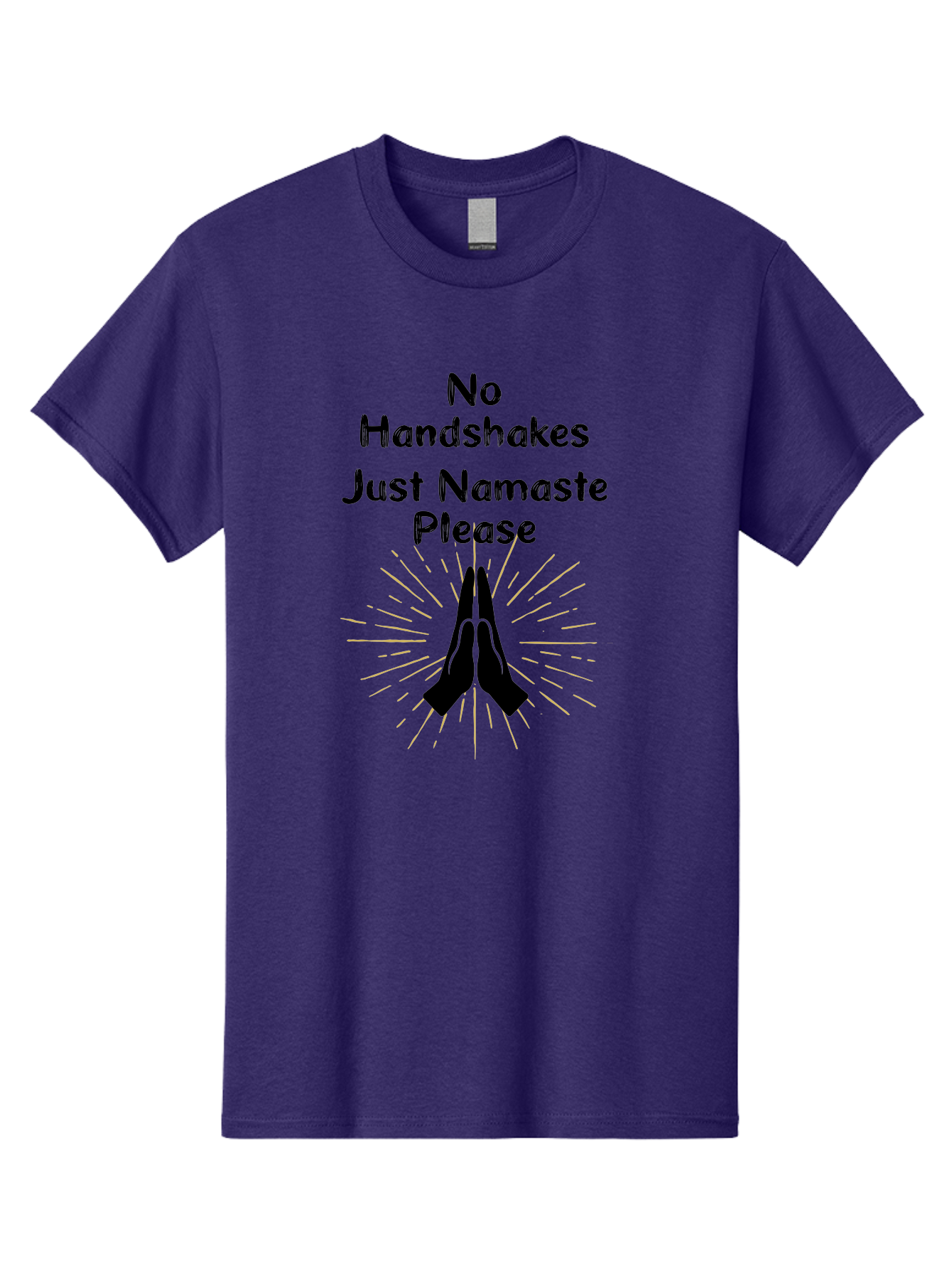 No-Handshakes-Just-Namaste Men'S Graphic Tee, 100% Cotton, Comfortable Casual Summer Wear, Machine Washable, Namaste Greeting, Hands Together, Prayer Pose, Yoga Symbol, Mindfulness, Spiritual Gesture, No Handshakes, Respectful Hello, Aab911