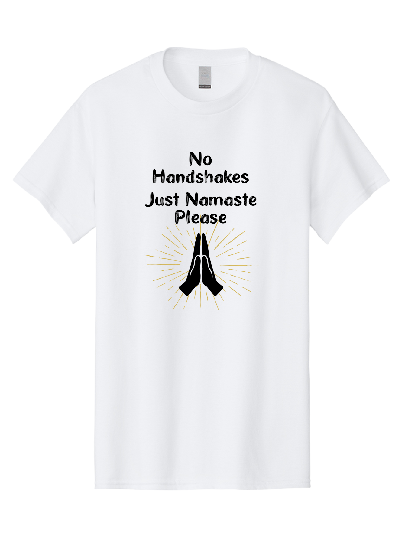 No-Handshakes-Just-Namaste Men'S Graphic Tee, 100% Cotton, Comfortable Casual Summer Wear, Machine Washable, Namaste Greeting, Hands Together, Prayer Pose, Yoga Symbol, Mindfulness, Spiritual Gesture, No Handshakes, Respectful Hello, Aab911
