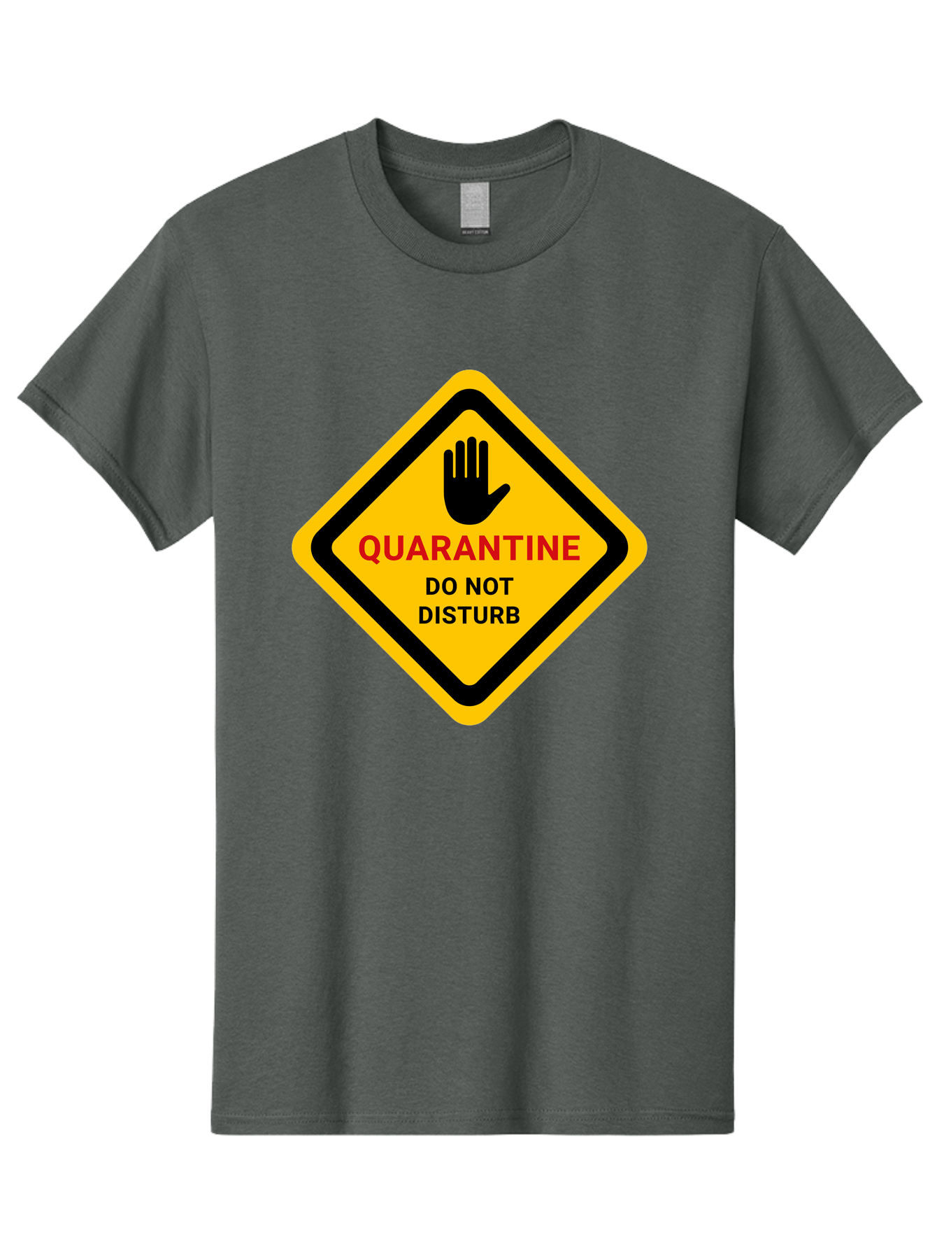 Quarantine-Warning-Sign Men'S Graphic Tee, 100% Cotton, Comfortable Casual Summer Wear, Machine Washable, Quarantine Sign, Warning Sign, Do Not Disturb, Hand Gesture, Caution Sign, Health Alert, Isolation Notice, Pandemic Warning Aab915