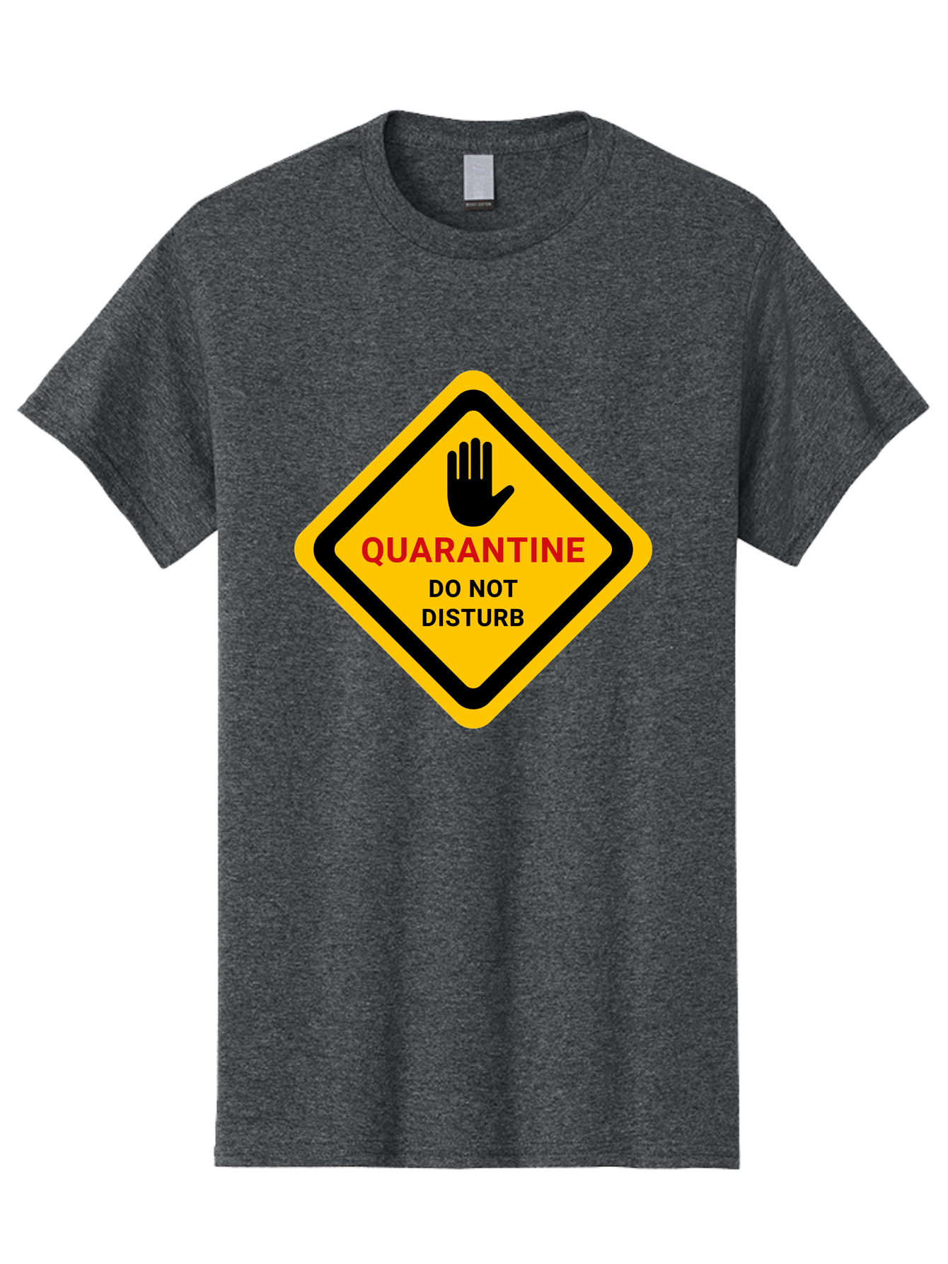 Quarantine-Warning-Sign Men'S Graphic Tee, 100% Cotton, Comfortable Casual Summer Wear, Machine Washable, Quarantine Sign, Warning Sign, Do Not Disturb, Hand Gesture, Caution Sign, Health Alert, Isolation Notice, Pandemic Warning Aab915