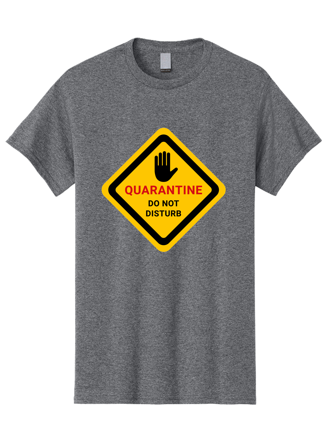 Quarantine-Warning-Sign Men'S Graphic Tee, 100% Cotton, Comfortable Casual Summer Wear, Machine Washable, Quarantine Sign, Warning Sign, Do Not Disturb, Hand Gesture, Caution Sign, Health Alert, Isolation Notice, Pandemic Warning Aab915