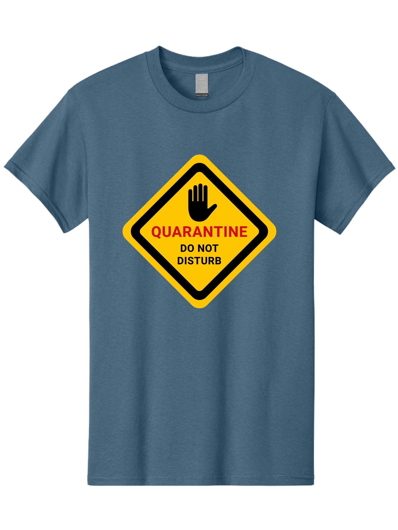 Quarantine-Warning-Sign Men'S Graphic Tee, 100% Cotton, Comfortable Casual Summer Wear, Machine Washable, Quarantine Sign, Warning Sign, Do Not Disturb, Hand Gesture, Caution Sign, Health Alert, Isolation Notice, Pandemic Warning Aab915
