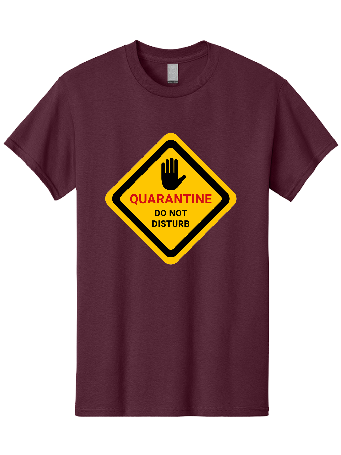 Quarantine-Warning-Sign Men'S Graphic Tee, 100% Cotton, Comfortable Casual Summer Wear, Machine Washable, Quarantine Sign, Warning Sign, Do Not Disturb, Hand Gesture, Caution Sign, Health Alert, Isolation Notice, Pandemic Warning Aab915