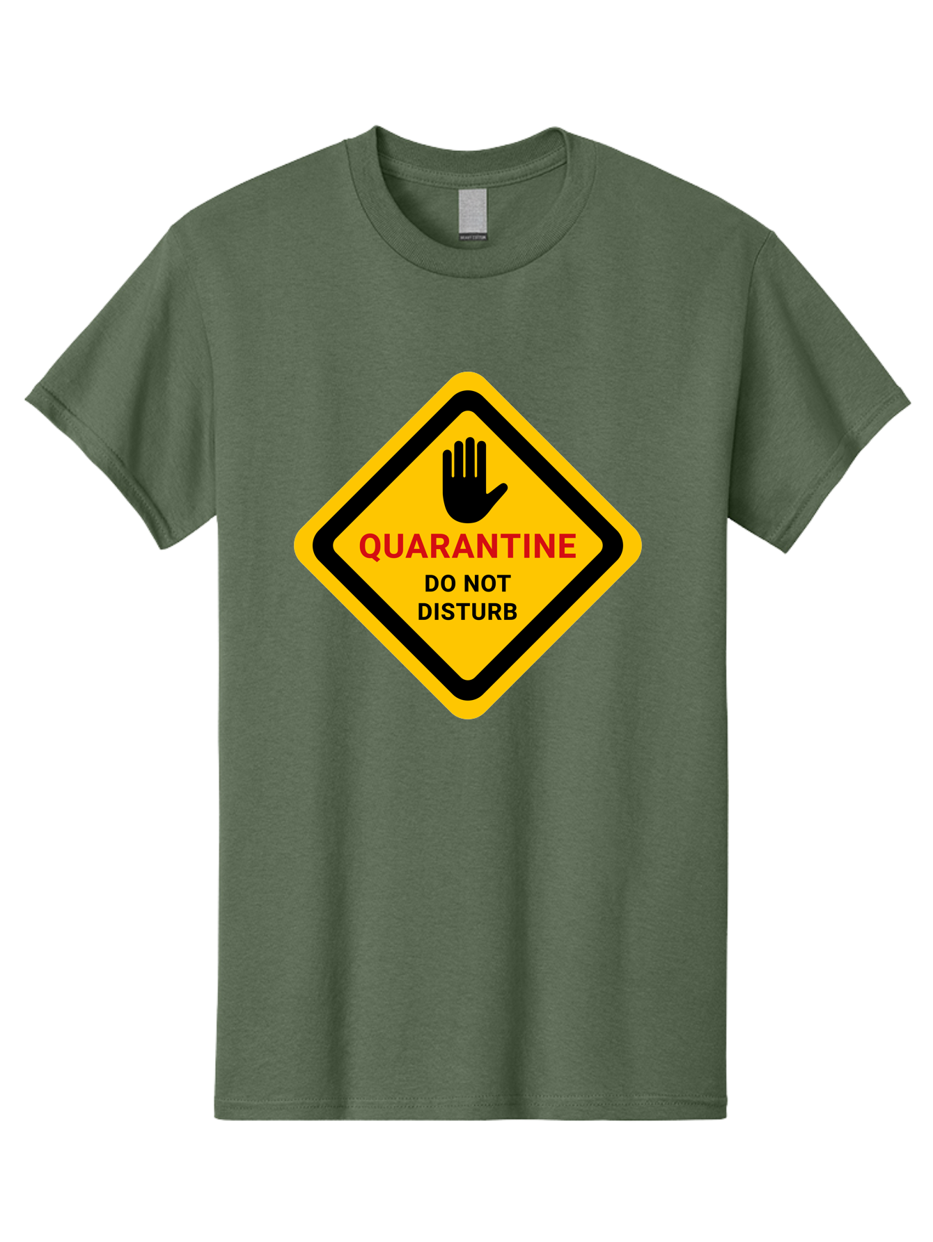 Quarantine-Warning-Sign Men'S Graphic Tee, 100% Cotton, Comfortable Casual Summer Wear, Machine Washable, Quarantine Sign, Warning Sign, Do Not Disturb, Hand Gesture, Caution Sign, Health Alert, Isolation Notice, Pandemic Warning Aab915