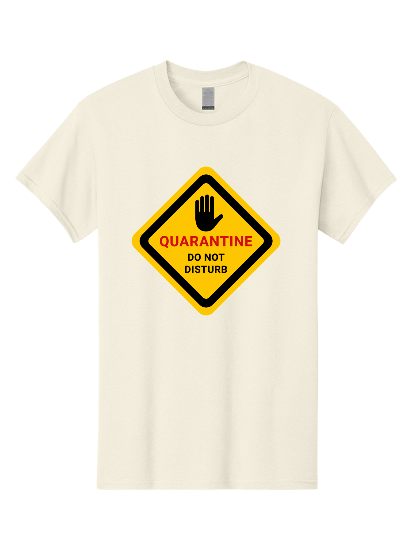Quarantine-Warning-Sign Men'S Graphic Tee, 100% Cotton, Comfortable Casual Summer Wear, Machine Washable, Quarantine Sign, Warning Sign, Do Not Disturb, Hand Gesture, Caution Sign, Health Alert, Isolation Notice, Pandemic Warning Aab915
