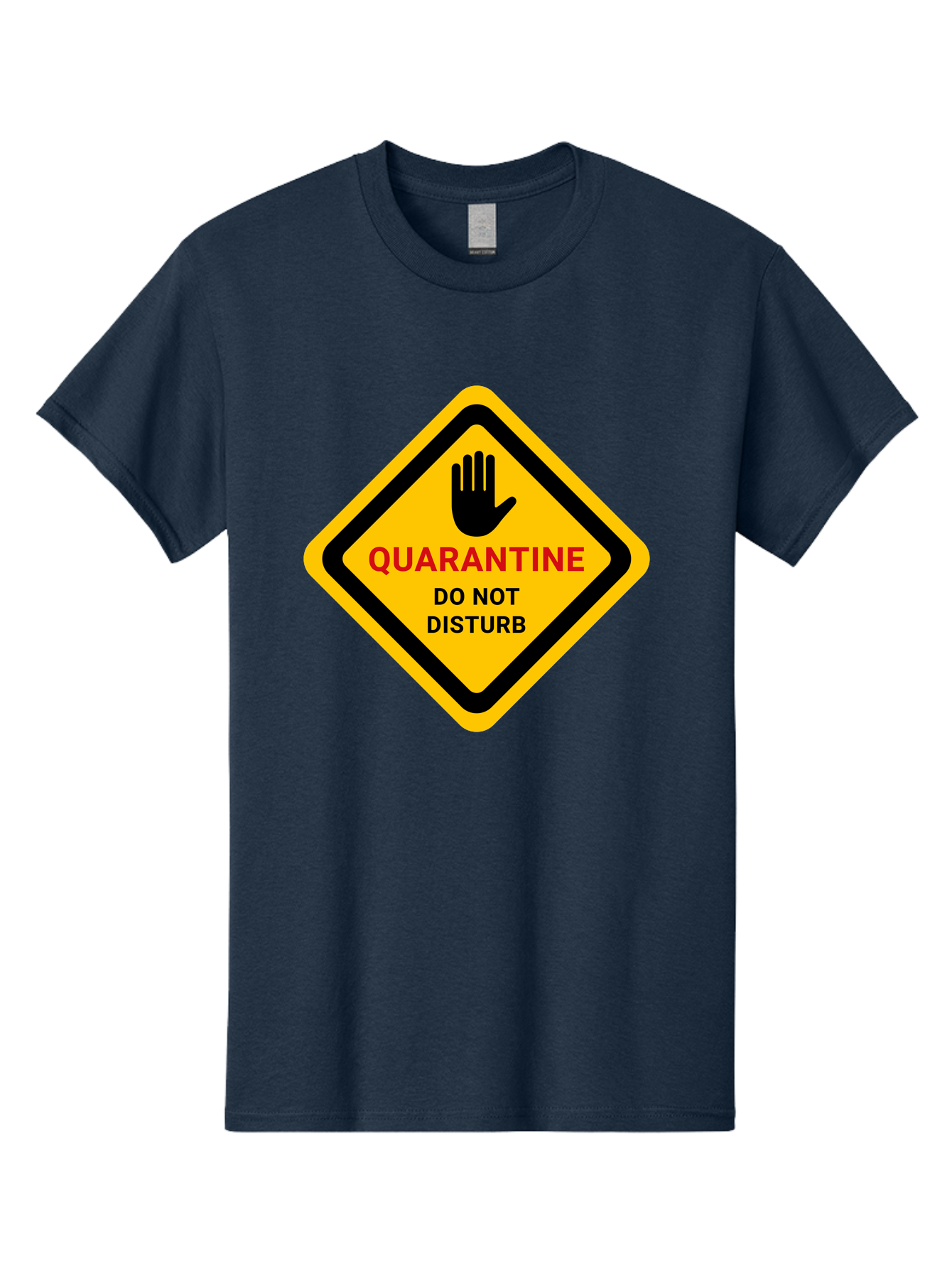 Quarantine-Warning-Sign Men'S Graphic Tee, 100% Cotton, Comfortable Casual Summer Wear, Machine Washable, Quarantine Sign, Warning Sign, Do Not Disturb, Hand Gesture, Caution Sign, Health Alert, Isolation Notice, Pandemic Warning Aab915