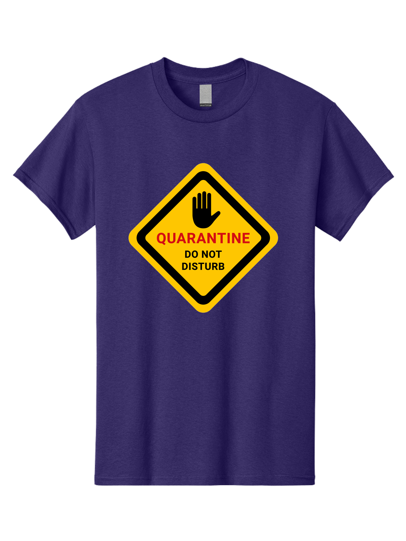 Quarantine-Warning-Sign Men'S Graphic Tee, 100% Cotton, Comfortable Casual Summer Wear, Machine Washable, Quarantine Sign, Warning Sign, Do Not Disturb, Hand Gesture, Caution Sign, Health Alert, Isolation Notice, Pandemic Warning Aab915