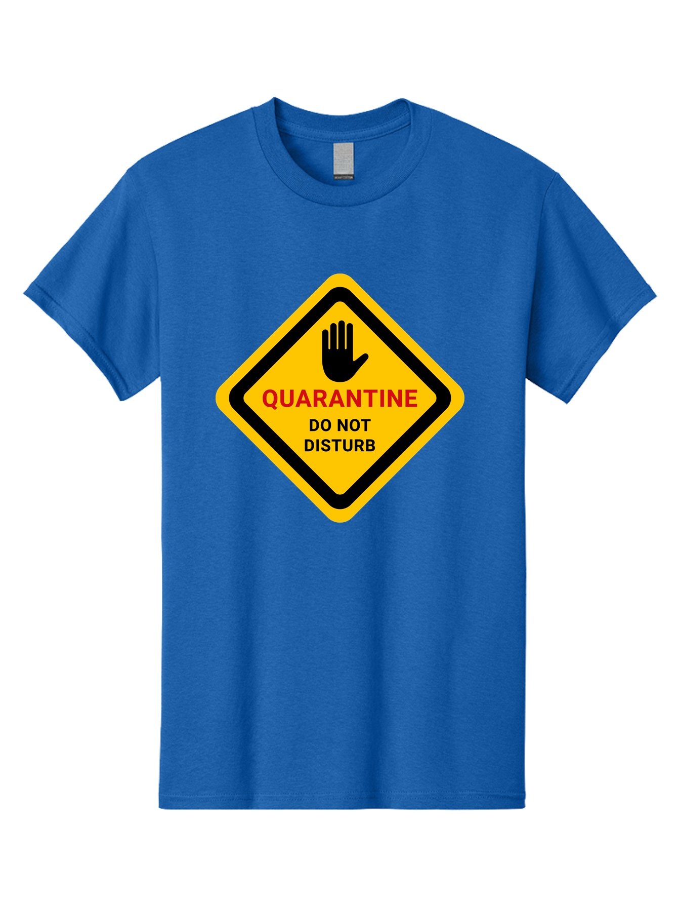 Quarantine-Warning-Sign Men'S Graphic Tee, 100% Cotton, Comfortable Casual Summer Wear, Machine Washable, Quarantine Sign, Warning Sign, Do Not Disturb, Hand Gesture, Caution Sign, Health Alert, Isolation Notice, Pandemic Warning Aab915