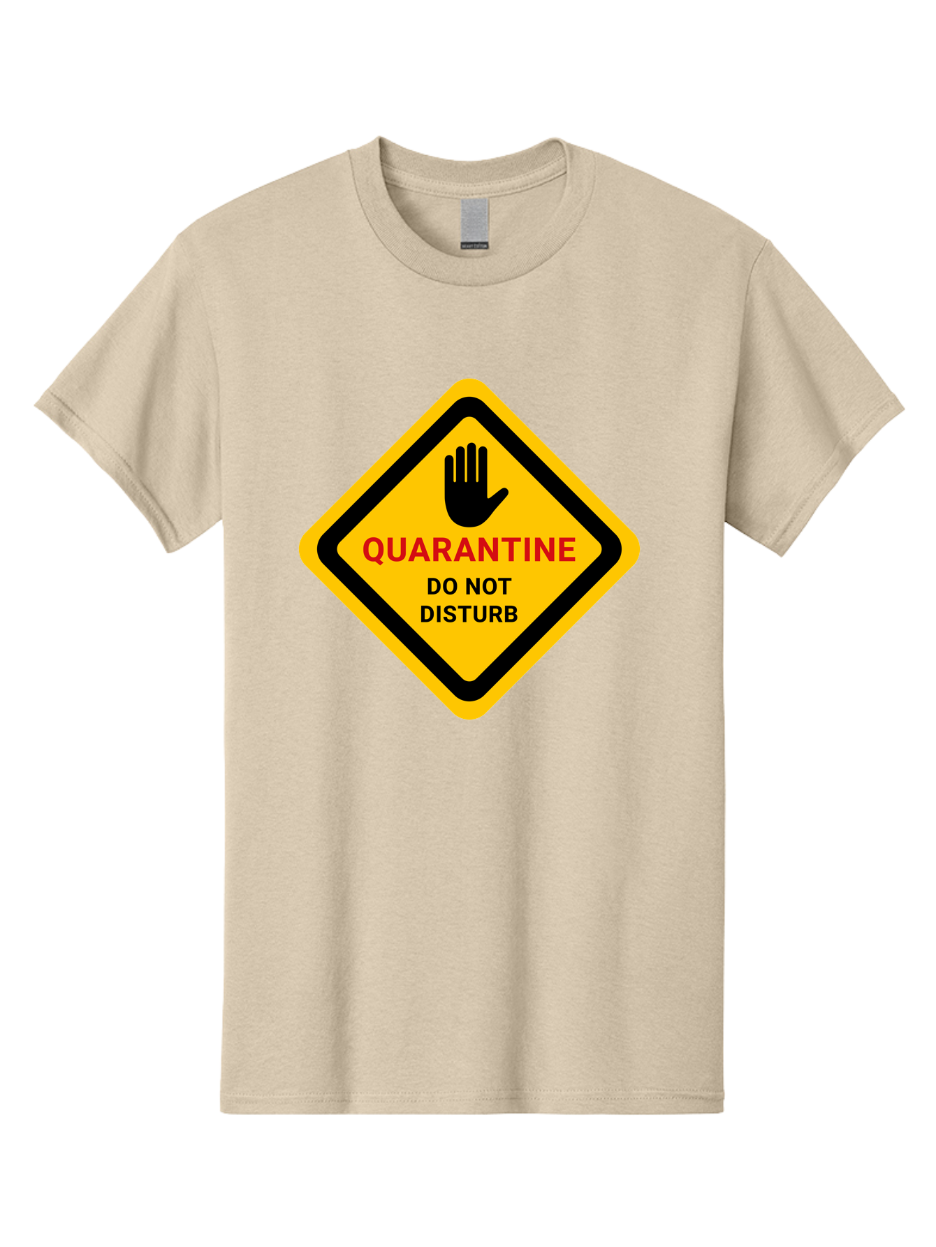 Quarantine-Warning-Sign Men'S Graphic Tee, 100% Cotton, Comfortable Casual Summer Wear, Machine Washable, Quarantine Sign, Warning Sign, Do Not Disturb, Hand Gesture, Caution Sign, Health Alert, Isolation Notice, Pandemic Warning Aab915