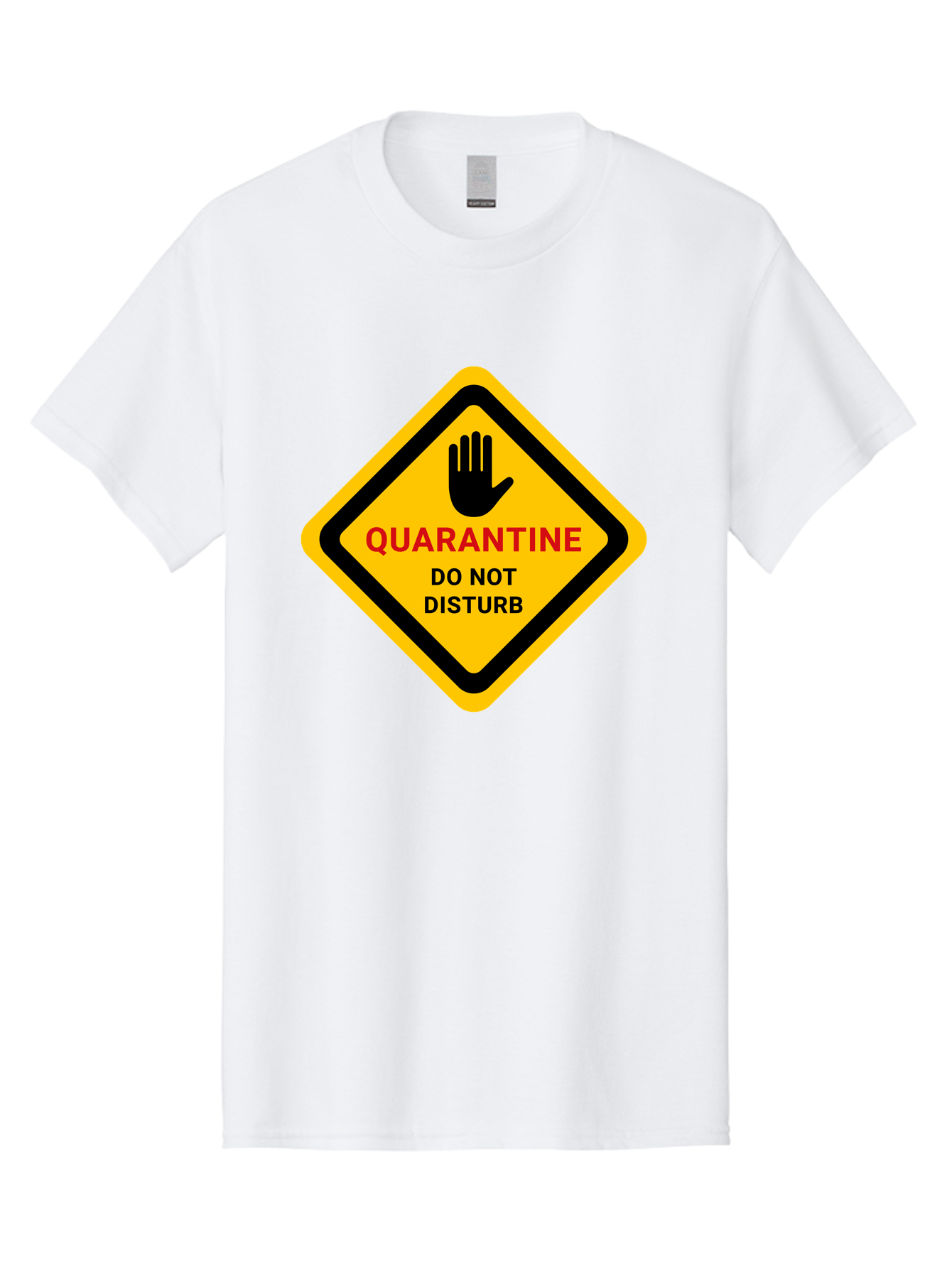 Quarantine-Warning-Sign Men'S Graphic Tee, 100% Cotton, Comfortable Casual Summer Wear, Machine Washable, Quarantine Sign, Warning Sign, Do Not Disturb, Hand Gesture, Caution Sign, Health Alert, Isolation Notice, Pandemic Warning Aab915