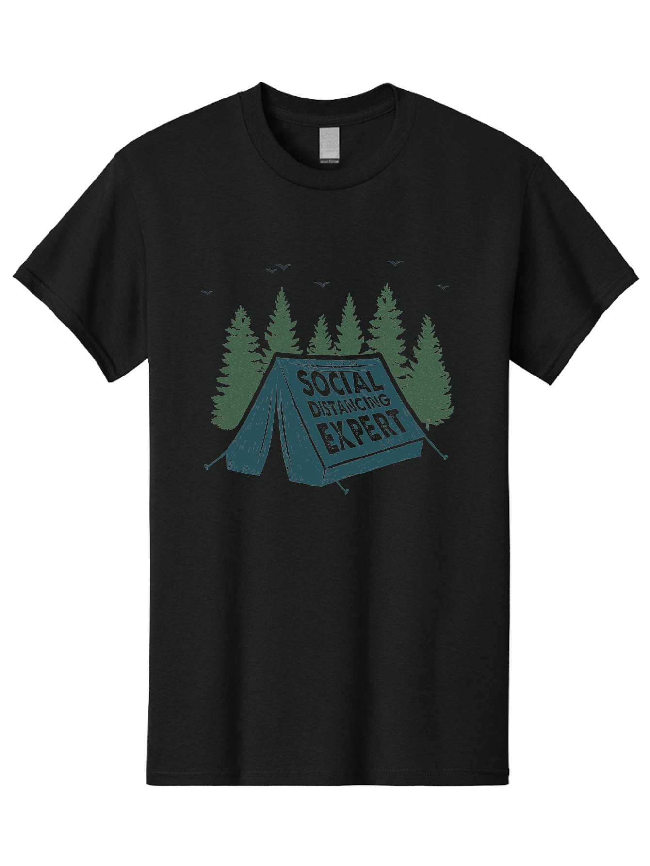 Social-Distancing-Expert-1 Men'S Graphic Tee, 100% Cotton, Comfortable Casual Summer Wear, Machine Washable, Camping Tent, Social Distancing Expert, Wilderness Adventure, Outdoor Recreation, Coronavirus Safety, Camping Humor, Tent Camping, Aab918