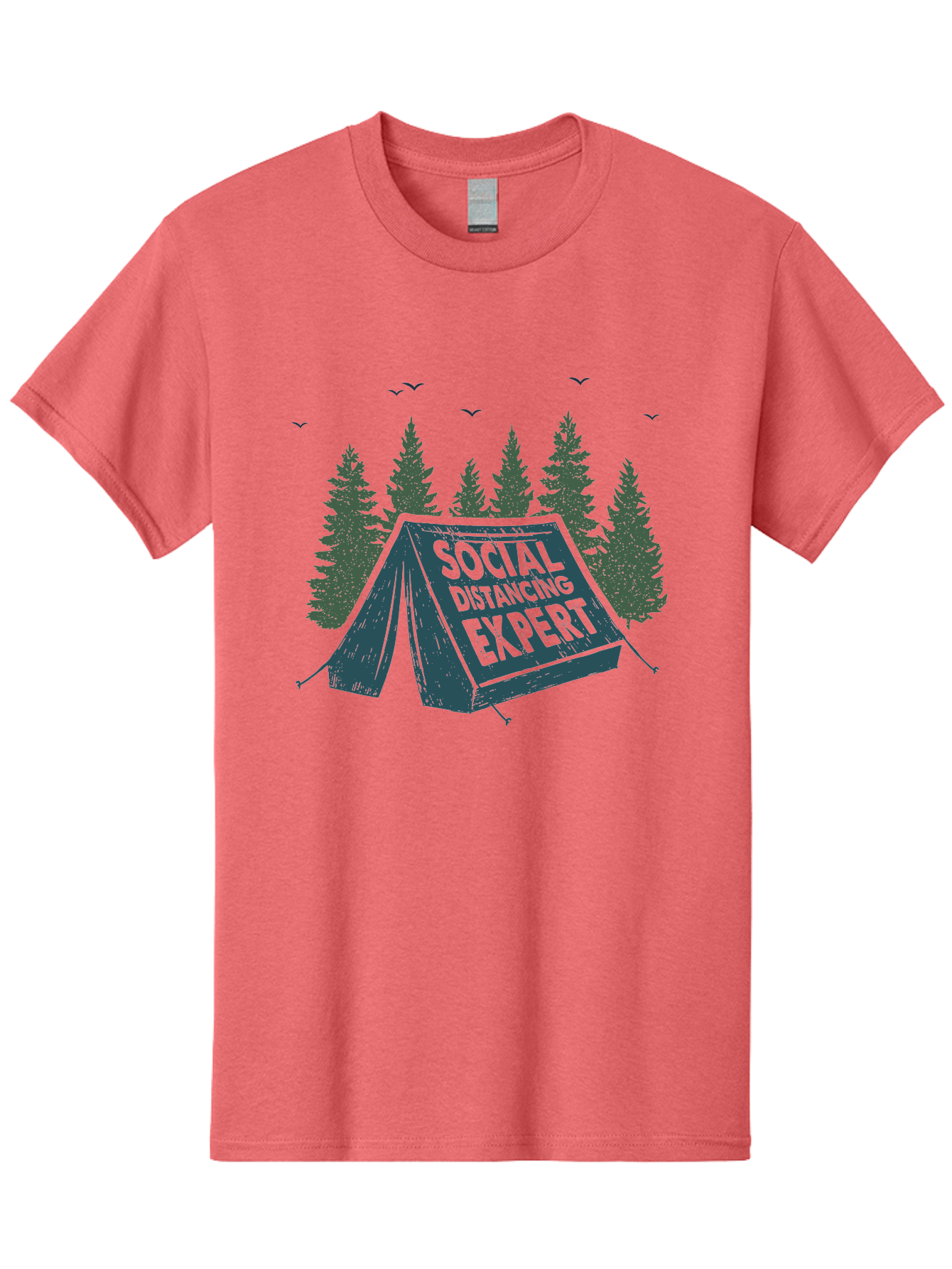 Social-Distancing-Expert-1 Men'S Graphic Tee, 100% Cotton, Comfortable Casual Summer Wear, Machine Washable, Camping Tent, Social Distancing Expert, Wilderness Adventure, Outdoor Recreation, Coronavirus Safety, Camping Humor, Tent Camping, Aab918