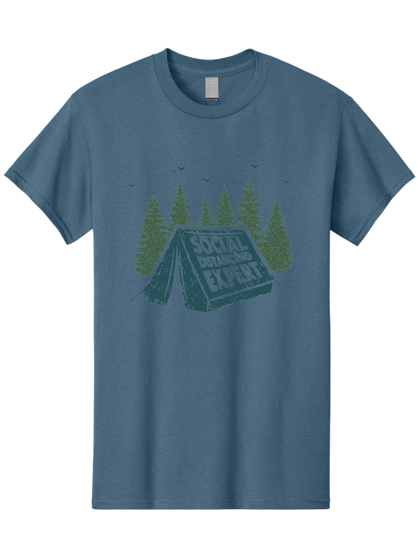 Social-Distancing-Expert-1 Men'S Graphic Tee, 100% Cotton, Comfortable Casual Summer Wear, Machine Washable, Camping Tent, Social Distancing Expert, Wilderness Adventure, Outdoor Recreation, Coronavirus Safety, Camping Humor, Tent Camping, Aab918