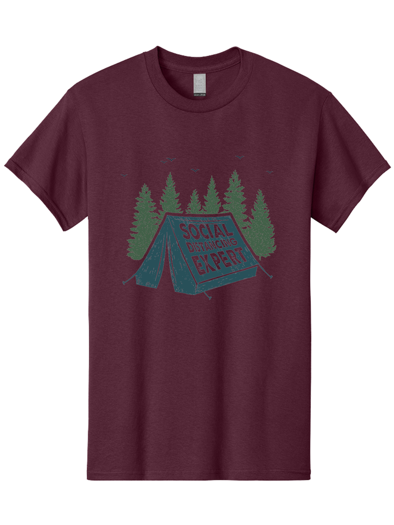 Social-Distancing-Expert-1 Men'S Graphic Tee, 100% Cotton, Comfortable Casual Summer Wear, Machine Washable, Camping Tent, Social Distancing Expert, Wilderness Adventure, Outdoor Recreation, Coronavirus Safety, Camping Humor, Tent Camping, Aab918