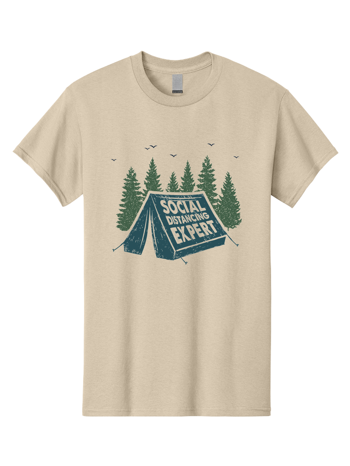 Social-Distancing-Expert-1 Men'S Graphic Tee, 100% Cotton, Comfortable Casual Summer Wear, Machine Washable, Camping Tent, Social Distancing Expert, Wilderness Adventure, Outdoor Recreation, Coronavirus Safety, Camping Humor, Tent Camping, Aab918