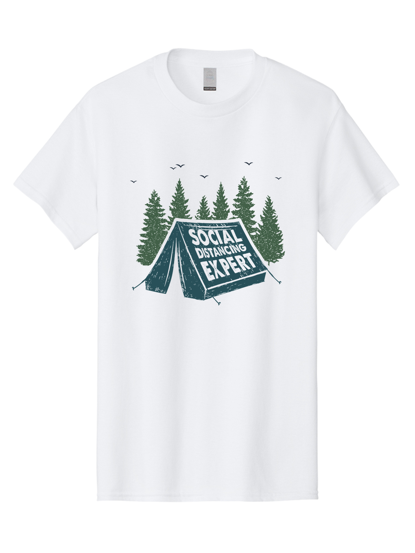 Social-Distancing-Expert-1 Men'S Graphic Tee, 100% Cotton, Comfortable Casual Summer Wear, Machine Washable, Camping Tent, Social Distancing Expert, Wilderness Adventure, Outdoor Recreation, Coronavirus Safety, Camping Humor, Tent Camping, Aab918