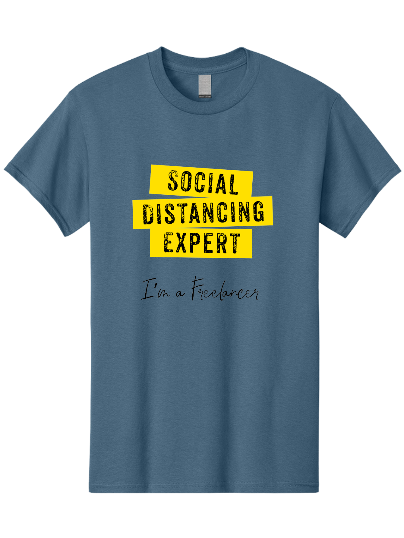 Social-Distancing-Expert Men'S Graphic Tee, 100% Cotton, Comfortable Casual Summer Wear, Machine Washable, Freelancer, Social Distancing Expert, Remote Work, Independent Professional, Flexible Career, Self-Employed, Covid-19, Pandemic Response Aab919