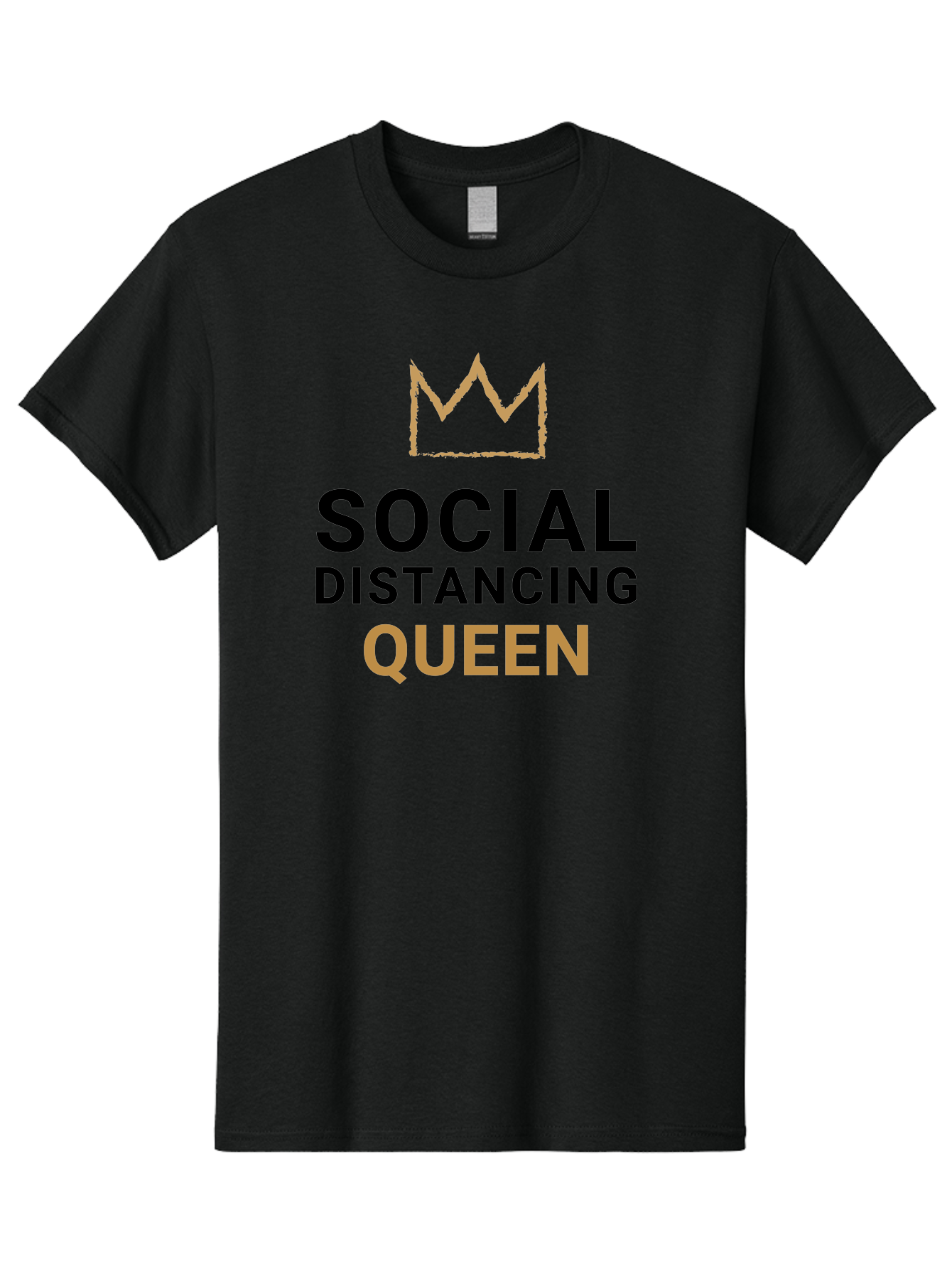 Social-Distancing-Queen Men'S Graphic Tee, 100% Cotton, Comfortable Casual Summer Wear, Machine Washable, Social Distancing Queen, Covid-19 Awareness, Pandemic Humor, Royal Treatment, Safe Distance, Coronavirus Protection, Crown Symbol Aab920