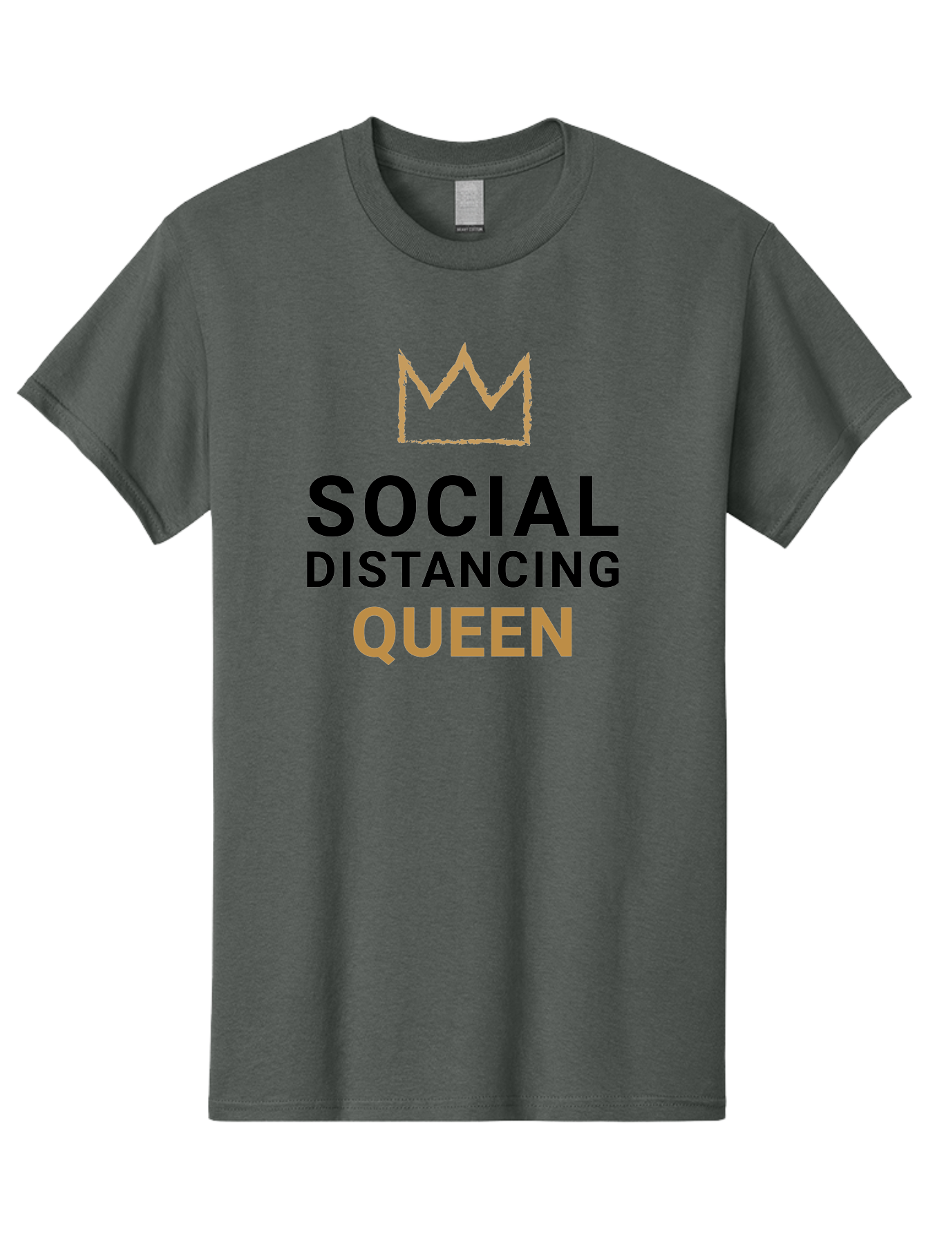 Social-Distancing-Queen Men'S Graphic Tee, 100% Cotton, Comfortable Casual Summer Wear, Machine Washable, Social Distancing Queen, Covid-19 Awareness, Pandemic Humor, Royal Treatment, Safe Distance, Coronavirus Protection, Crown Symbol Aab920