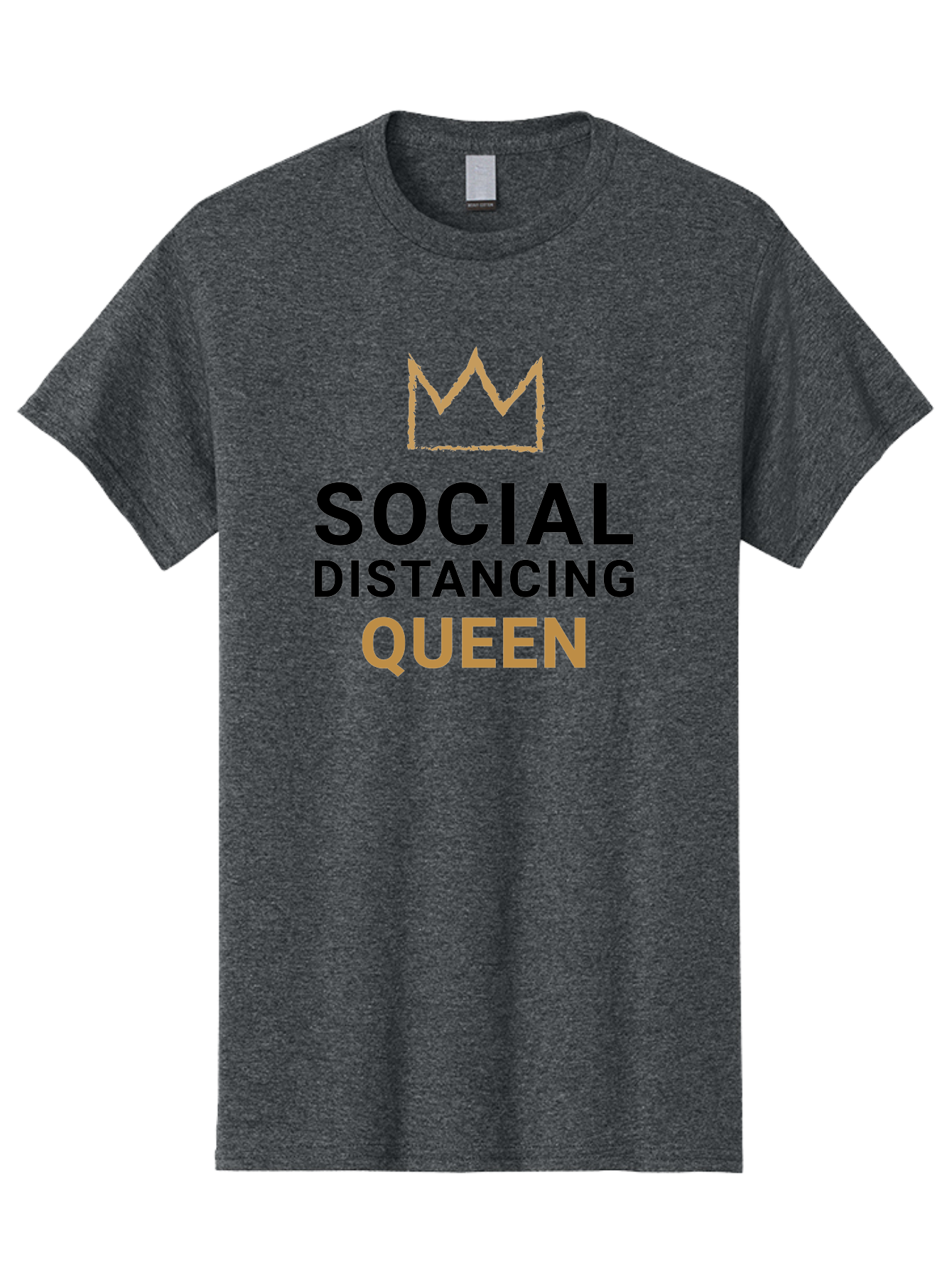 Social-Distancing-Queen Men'S Graphic Tee, 100% Cotton, Comfortable Casual Summer Wear, Machine Washable, Social Distancing Queen, Covid-19 Awareness, Pandemic Humor, Royal Treatment, Safe Distance, Coronavirus Protection, Crown Symbol Aab920