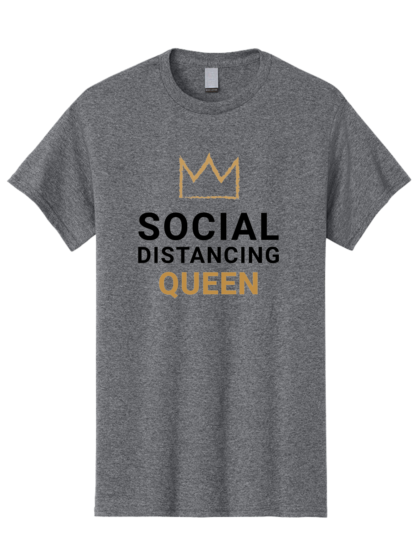 Social-Distancing-Queen Men'S Graphic Tee, 100% Cotton, Comfortable Casual Summer Wear, Machine Washable, Social Distancing Queen, Covid-19 Awareness, Pandemic Humor, Royal Treatment, Safe Distance, Coronavirus Protection, Crown Symbol Aab920