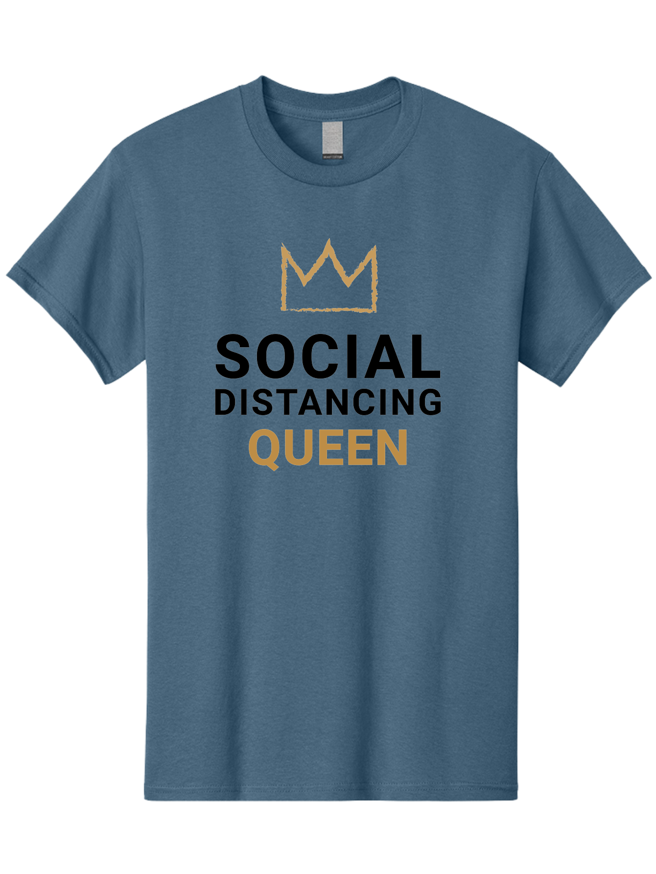 Social-Distancing-Queen Men'S Graphic Tee, 100% Cotton, Comfortable Casual Summer Wear, Machine Washable, Social Distancing Queen, Covid-19 Awareness, Pandemic Humor, Royal Treatment, Safe Distance, Coronavirus Protection, Crown Symbol Aab920