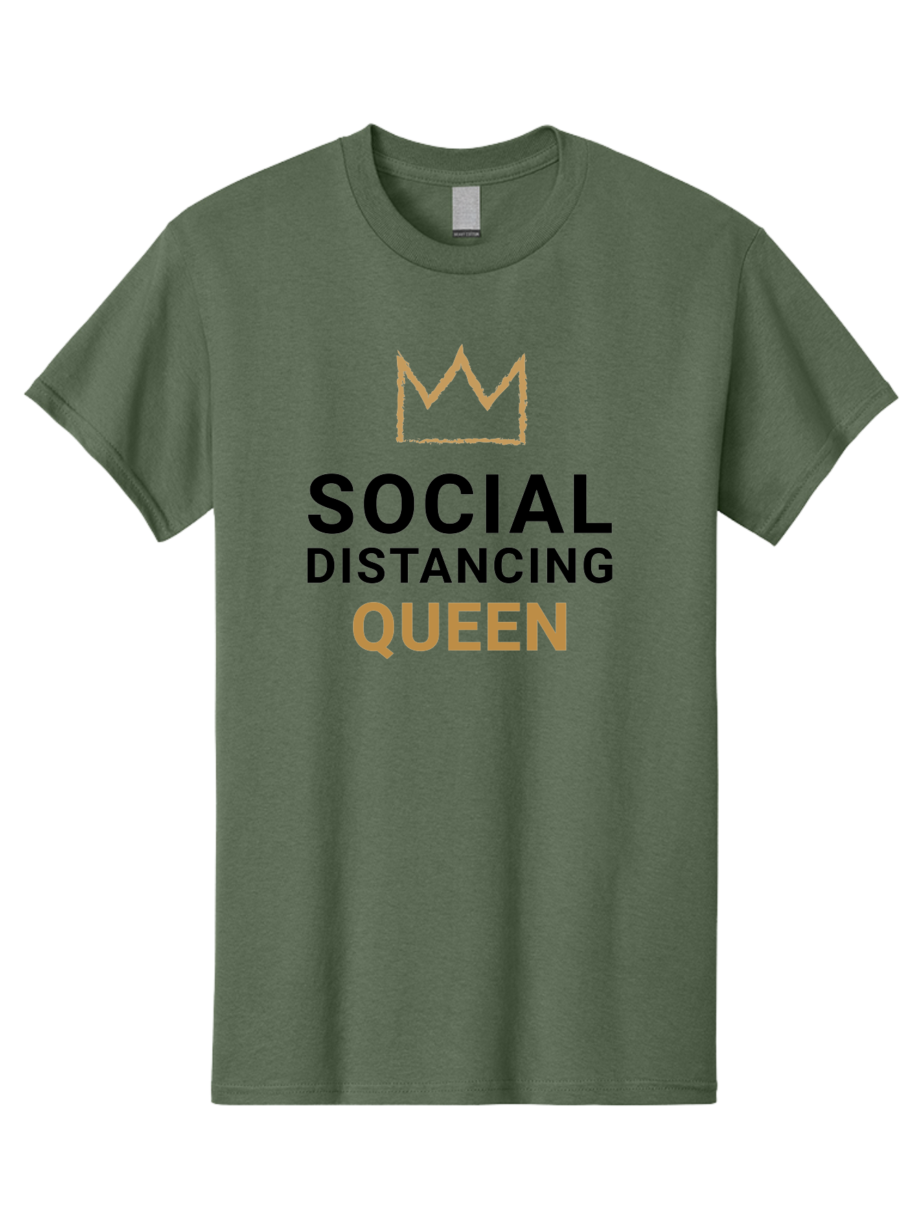 Social-Distancing-Queen Men'S Graphic Tee, 100% Cotton, Comfortable Casual Summer Wear, Machine Washable, Social Distancing Queen, Covid-19 Awareness, Pandemic Humor, Royal Treatment, Safe Distance, Coronavirus Protection, Crown Symbol Aab920
