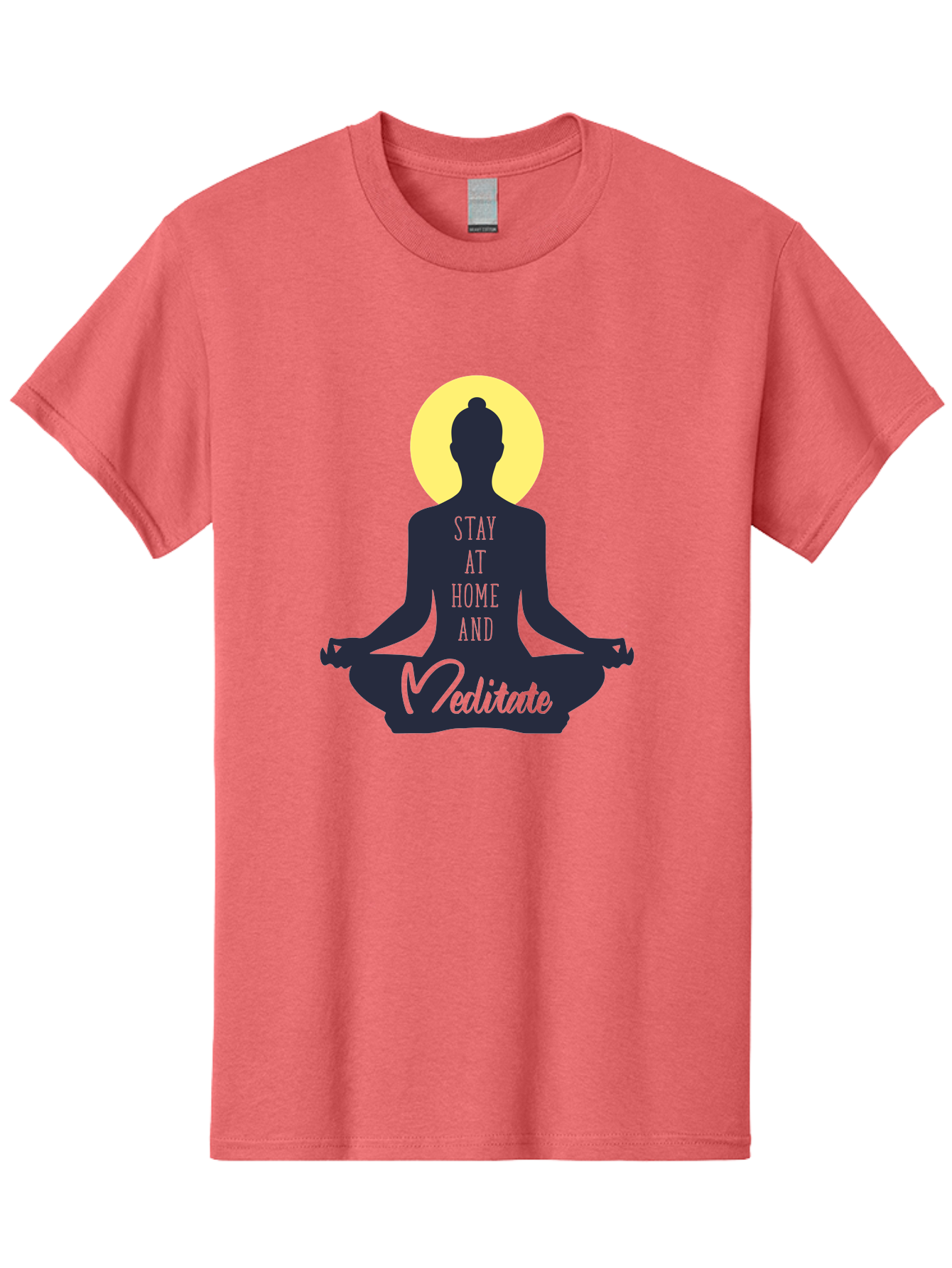 Stay-At-Home-And-Meditate Men'S Graphic Tee, 100% Cotton, Comfortable Casual Summer Wear, Machine Washable, Meditation Practice, Yoga Pose, Mindfulness, Inner Peace, Relaxation, Staying Home, Calm Atmosphere, Lotus Position, Serene Mood, Aab921