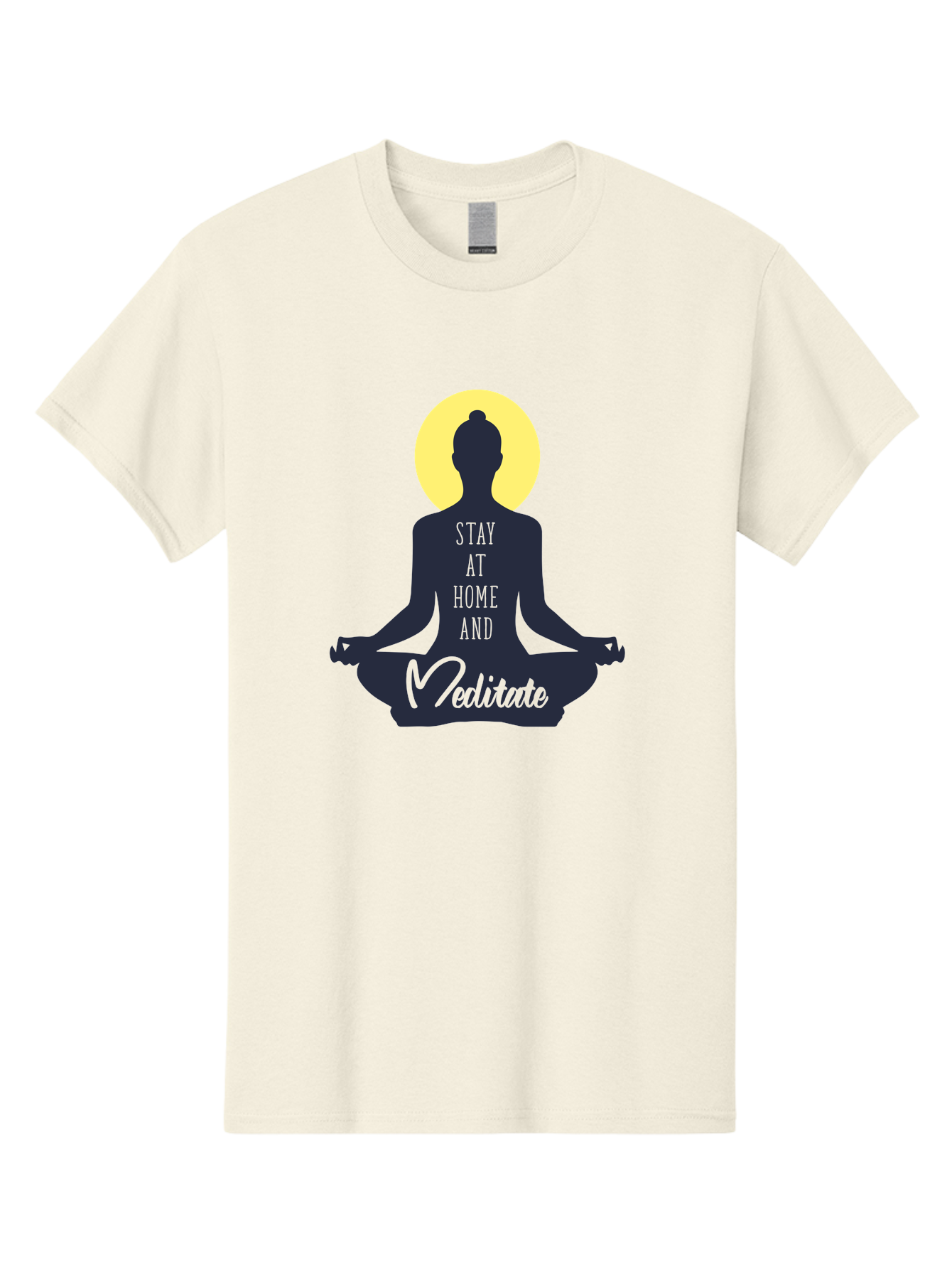 Stay-At-Home-And-Meditate Men'S Graphic Tee, 100% Cotton, Comfortable Casual Summer Wear, Machine Washable, Meditation Practice, Yoga Pose, Mindfulness, Inner Peace, Relaxation, Staying Home, Calm Atmosphere, Lotus Position, Serene Mood, Aab921