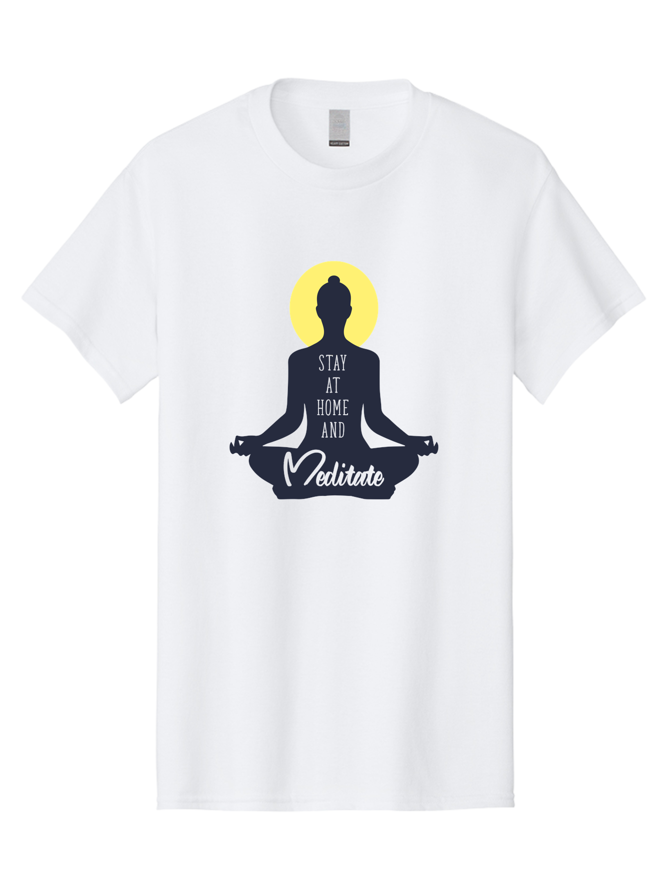 Stay-At-Home-And-Meditate Men'S Graphic Tee, 100% Cotton, Comfortable Casual Summer Wear, Machine Washable, Meditation Practice, Yoga Pose, Mindfulness, Inner Peace, Relaxation, Staying Home, Calm Atmosphere, Lotus Position, Serene Mood, Aab921
