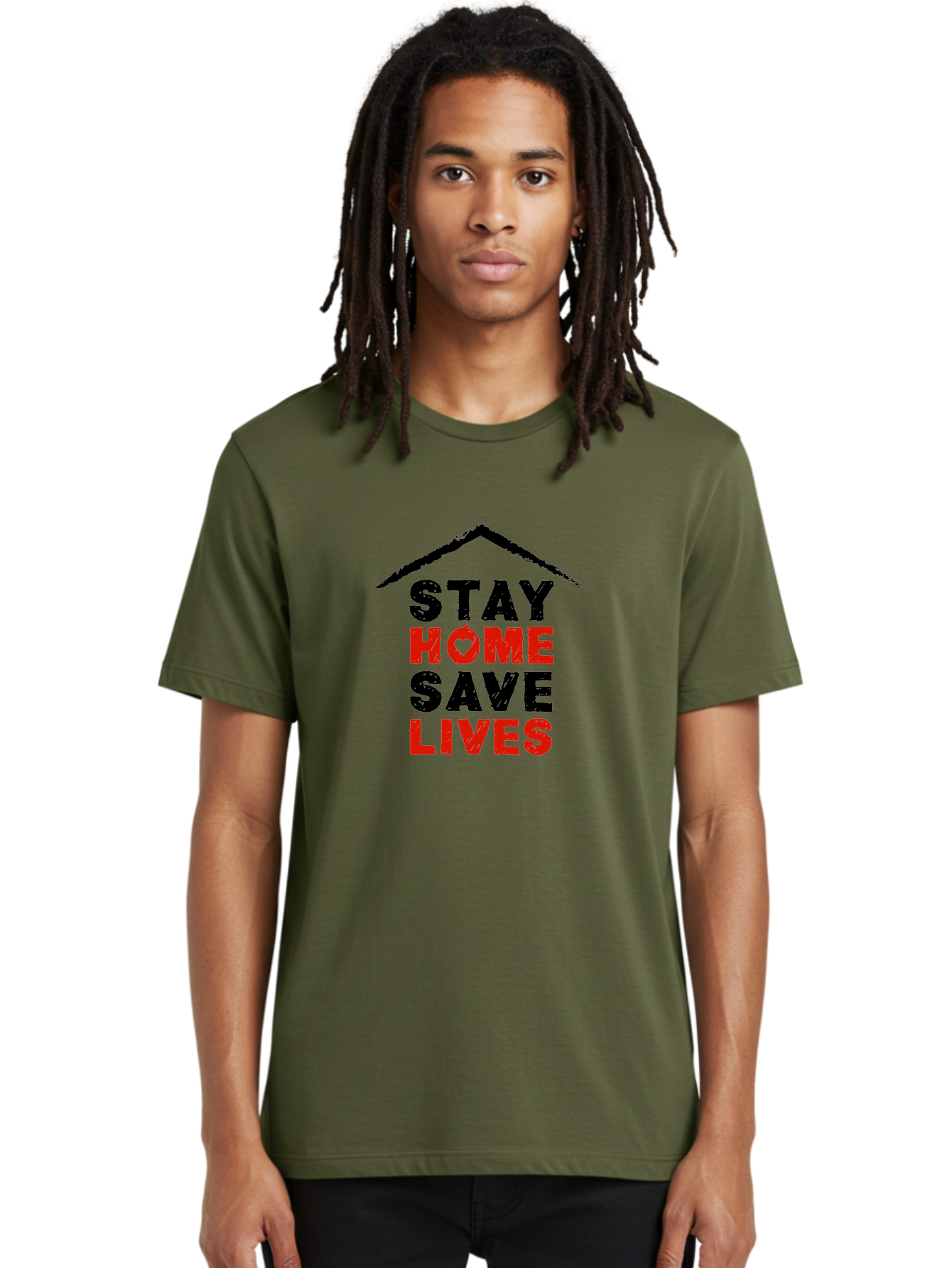 Stay-Home-Save-Lives Men'S Graphic Tee, 100% Cotton, Comfortable Casual Summer Wear, Machine Washable, Stay Home Save Lives, Coronavirus Awareness, Pandemic Safety, Public Health Message, Social Distancing, Covid-19 Prevention, Quarantine, Aab922