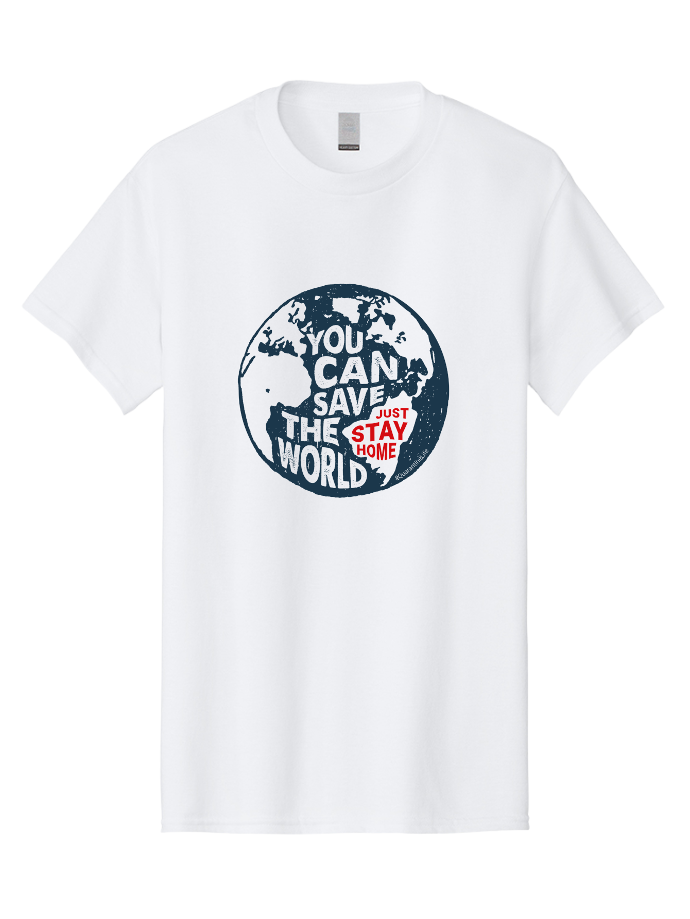 You-Can-Save-The-World Men'S Graphic Tee, 100% Cotton, Comfortable Casual Summer Wear, Machine Washable, Save The World, Stay Home, Social Distancing, Global Awareness, Environmental Activism, Coronavirus Prevention, Public Health Message, Aab927