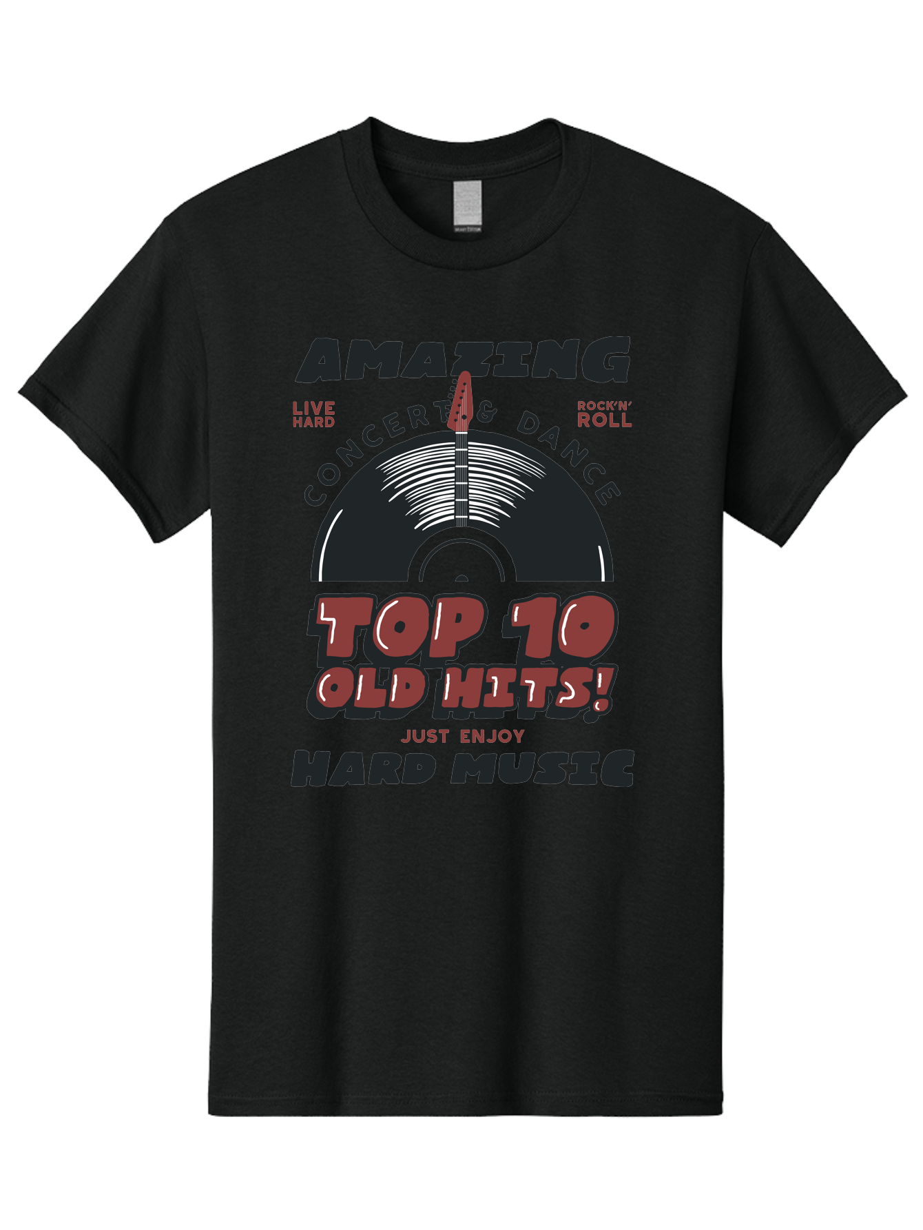Amazing-Concert-Dance Men'S Graphic Tee, 100% Cotton, Comfortable Casual Summer Wear, Machine Washable, Rock And Roll Concert, Top 10 Old Hits, Live Hard, Hard Music, Vintage Records, Concert And Dance, Just Enjoy Aab928