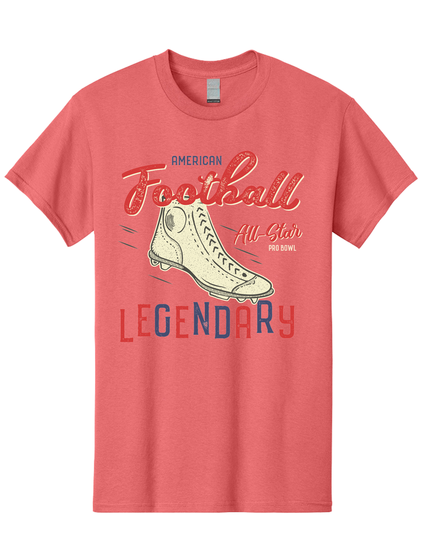 American-Football-Legendary Men'S Graphic Tee, 100% Cotton, Comfortable Casual Summer Wear, Machine Washable, Football Cleat, American Football, Sports Graphic, Legendary Athlete, Pro Bowl, All-Star Game, Sports Apparel, Football Cleats, Aab929