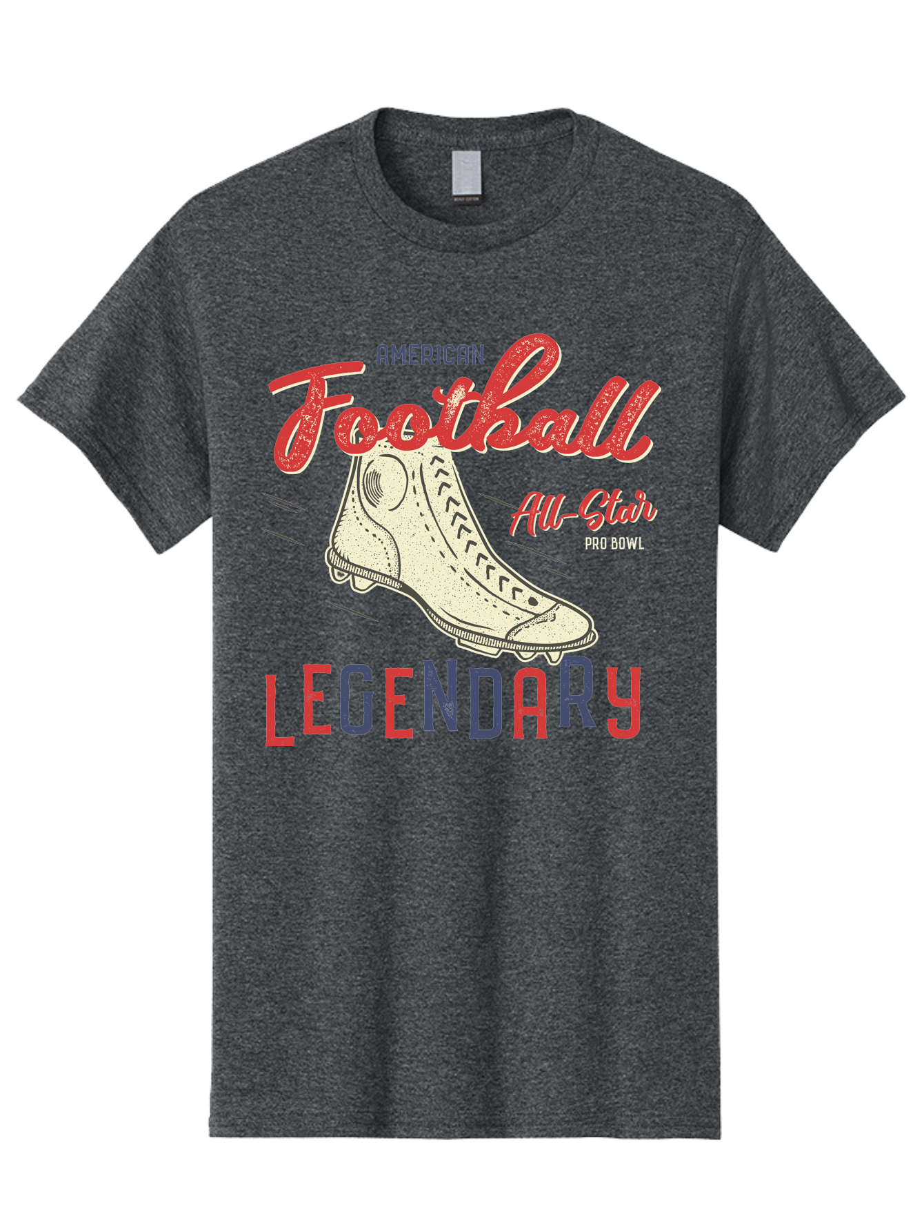 American-Football-Legendary Men'S Graphic Tee, 100% Cotton, Comfortable Casual Summer Wear, Machine Washable, Football Cleat, American Football, Sports Graphic, Legendary Athlete, Pro Bowl, All-Star Game, Sports Apparel, Football Cleats, Aab929