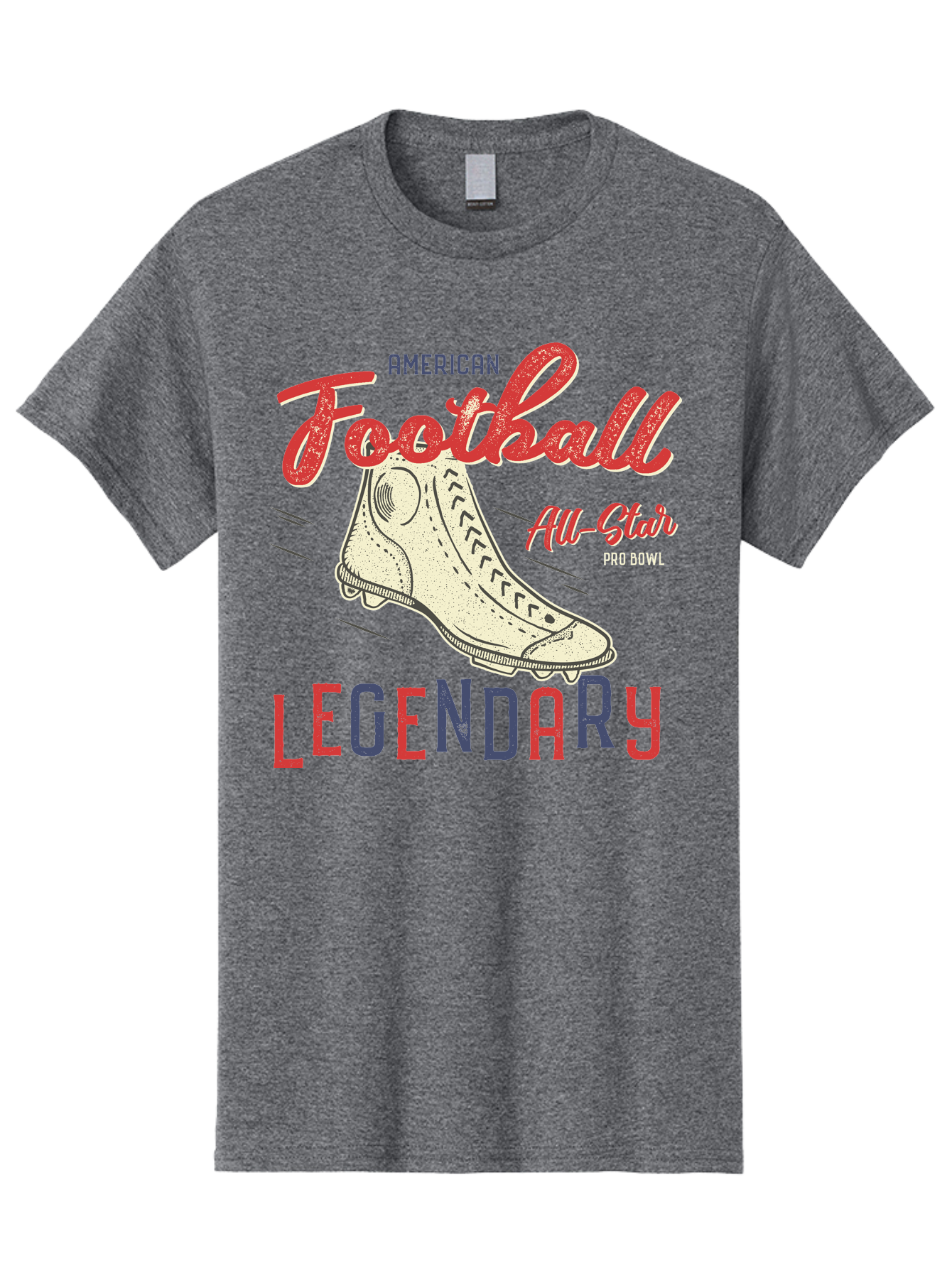 American-Football-Legendary Men'S Graphic Tee, 100% Cotton, Comfortable Casual Summer Wear, Machine Washable, Football Cleat, American Football, Sports Graphic, Legendary Athlete, Pro Bowl, All-Star Game, Sports Apparel, Football Cleats, Aab929