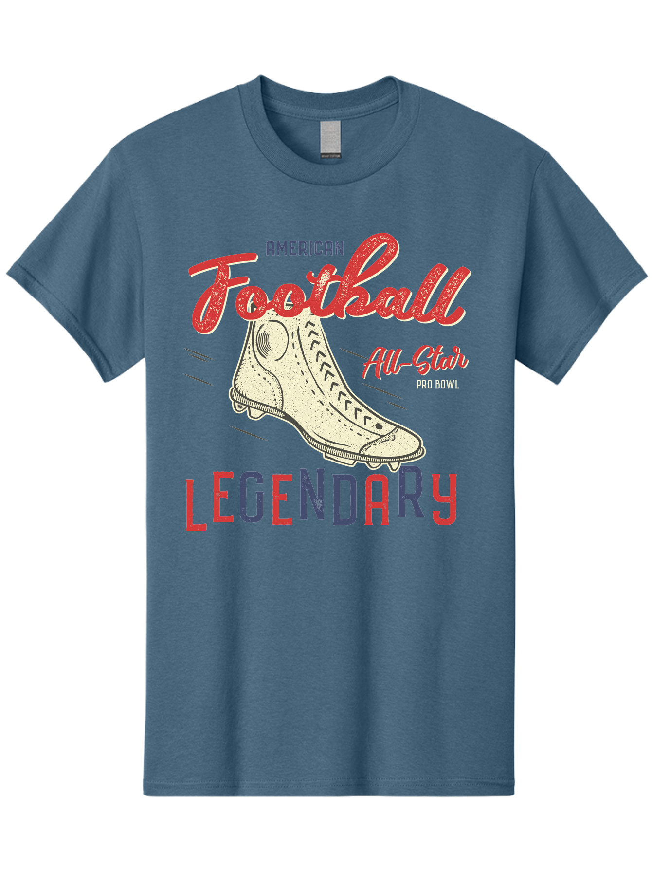 American-Football-Legendary Men'S Graphic Tee, 100% Cotton, Comfortable Casual Summer Wear, Machine Washable, Football Cleat, American Football, Sports Graphic, Legendary Athlete, Pro Bowl, All-Star Game, Sports Apparel, Football Cleats, Aab929