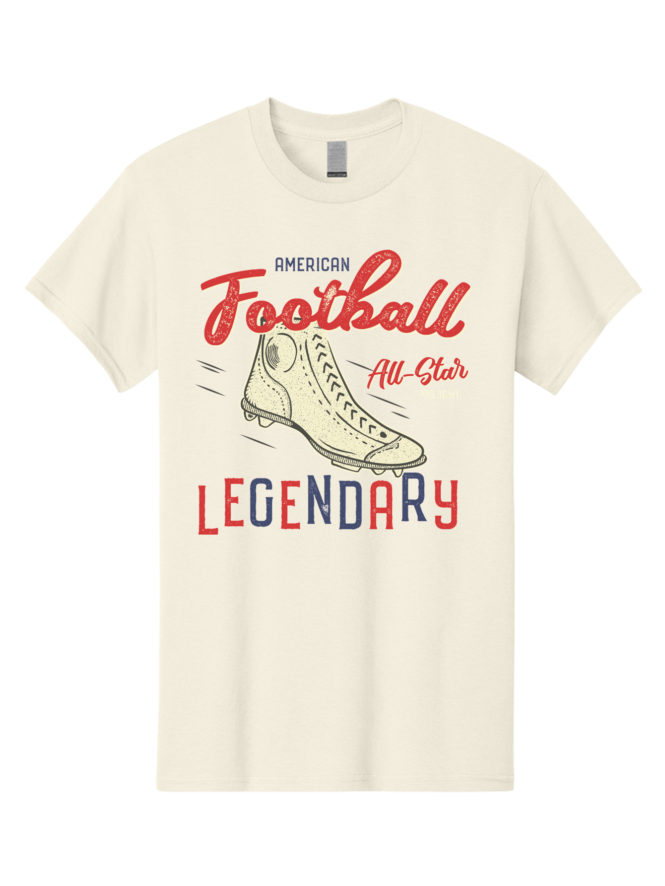 American-Football-Legendary Men'S Graphic Tee, 100% Cotton, Comfortable Casual Summer Wear, Machine Washable, Football Cleat, American Football, Sports Graphic, Legendary Athlete, Pro Bowl, All-Star Game, Sports Apparel, Football Cleats, Aab929