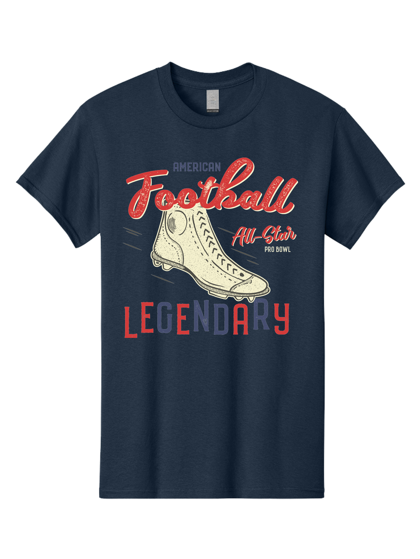 American-Football-Legendary Men'S Graphic Tee, 100% Cotton, Comfortable Casual Summer Wear, Machine Washable, Football Cleat, American Football, Sports Graphic, Legendary Athlete, Pro Bowl, All-Star Game, Sports Apparel, Football Cleats, Aab929