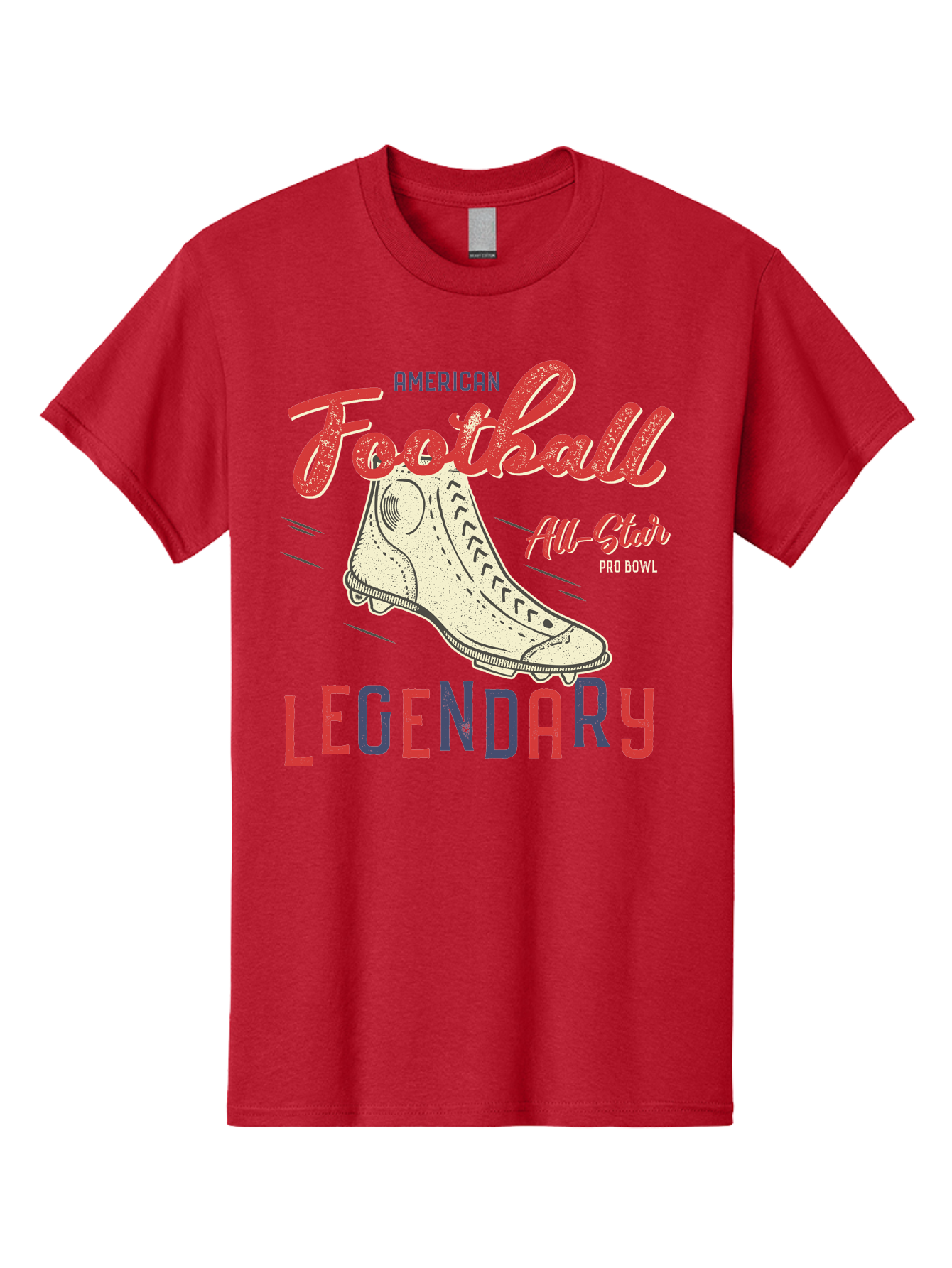 American-Football-Legendary Men'S Graphic Tee, 100% Cotton, Comfortable Casual Summer Wear, Machine Washable, Football Cleat, American Football, Sports Graphic, Legendary Athlete, Pro Bowl, All-Star Game, Sports Apparel, Football Cleats, Aab929