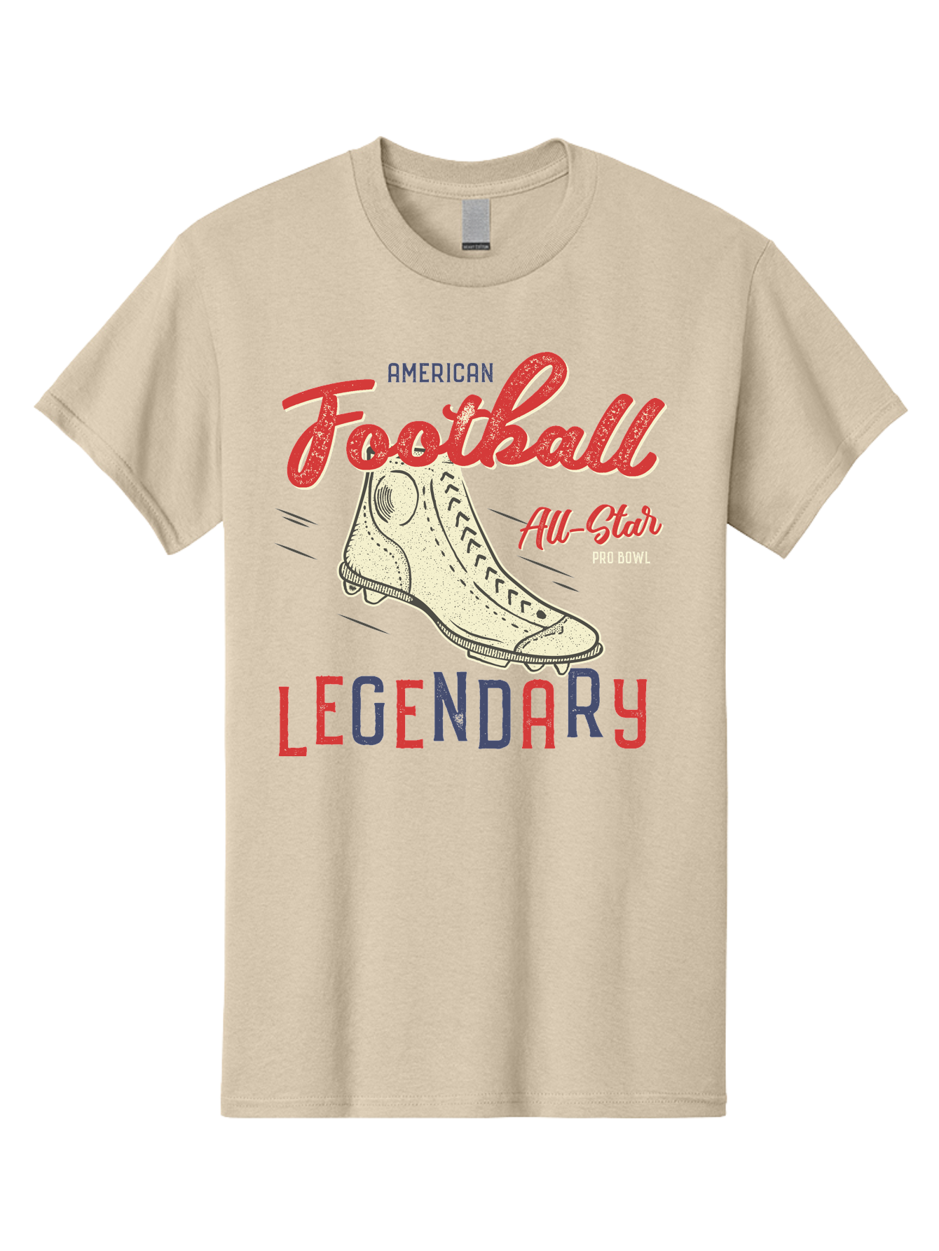 American-Football-Legendary Men'S Graphic Tee, 100% Cotton, Comfortable Casual Summer Wear, Machine Washable, Football Cleat, American Football, Sports Graphic, Legendary Athlete, Pro Bowl, All-Star Game, Sports Apparel, Football Cleats, Aab929