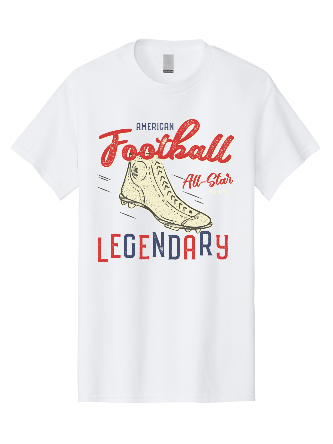 American-Football-Legendary Men'S Graphic Tee, 100% Cotton, Comfortable Casual Summer Wear, Machine Washable, Football Cleat, American Football, Sports Graphic, Legendary Athlete, Pro Bowl, All-Star Game, Sports Apparel, Football Cleats, Aab929
