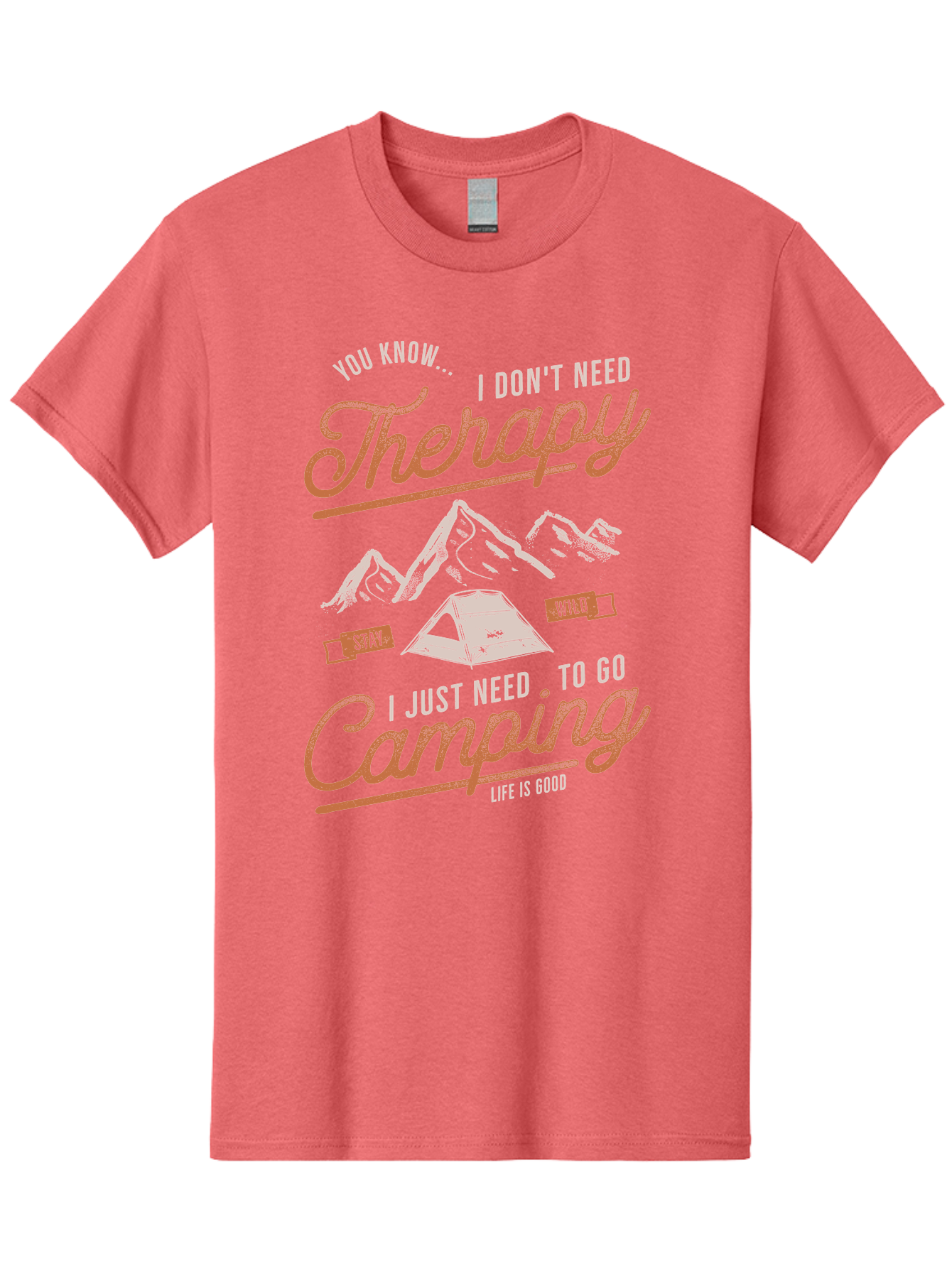 Camping-Therapy-1 Men'S Graphic Tee, 100% Cotton, Comfortable Casual Summer Wear, Machine Washable, Camping Therapy, Outdoor Adventure, Nature Escape, Mountains, Tent, Relaxation, Stress Relief, Wellness, Adventure Seeking, Inspirational Quote Aab930