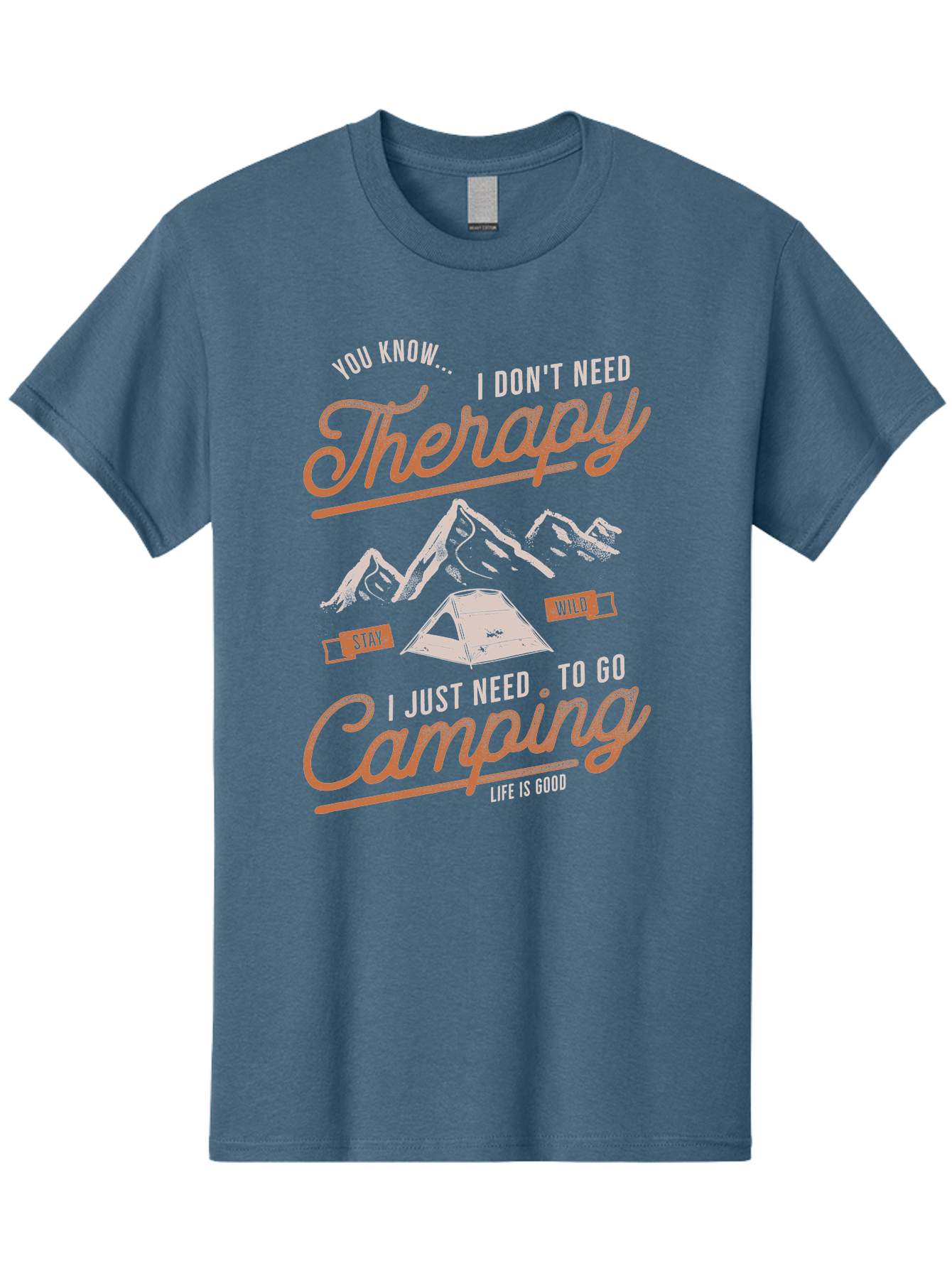 Camping-Therapy-1 Men'S Graphic Tee, 100% Cotton, Comfortable Casual Summer Wear, Machine Washable, Camping Therapy, Outdoor Adventure, Nature Escape, Mountains, Tent, Relaxation, Stress Relief, Wellness, Adventure Seeking, Inspirational Quote Aab930