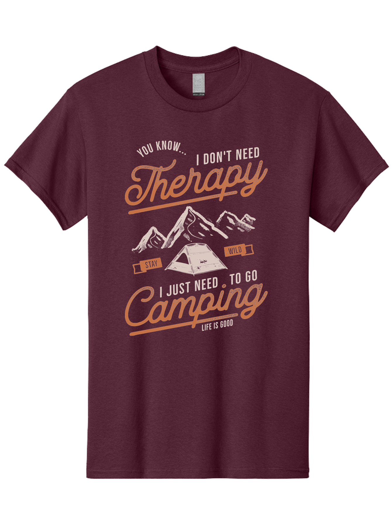Camping-Therapy-1 Men'S Graphic Tee, 100% Cotton, Comfortable Casual Summer Wear, Machine Washable, Camping Therapy, Outdoor Adventure, Nature Escape, Mountains, Tent, Relaxation, Stress Relief, Wellness, Adventure Seeking, Inspirational Quote Aab930